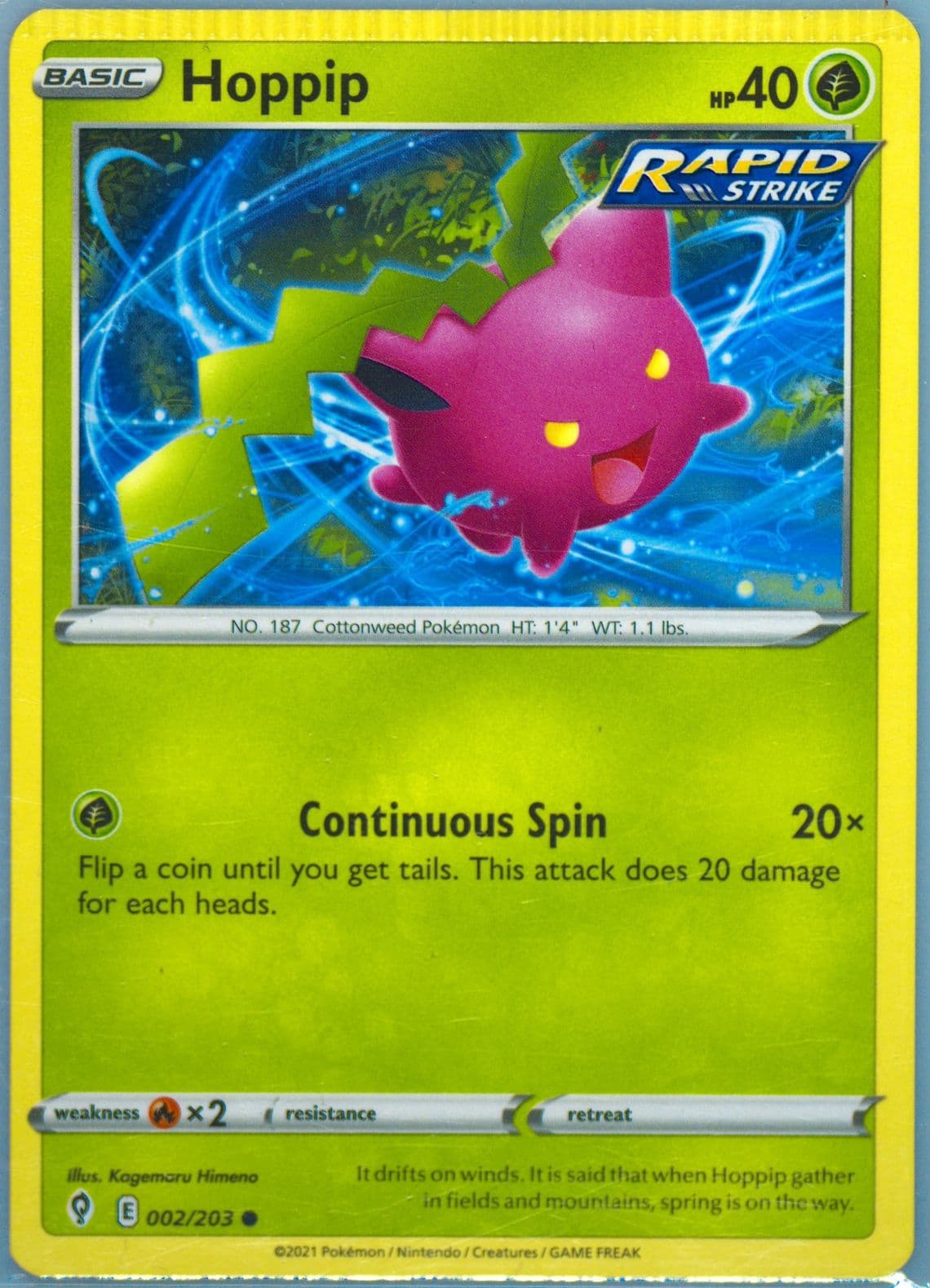 Hoppip (002) 2021 Pokemon Sword & Shield Evolving Skies