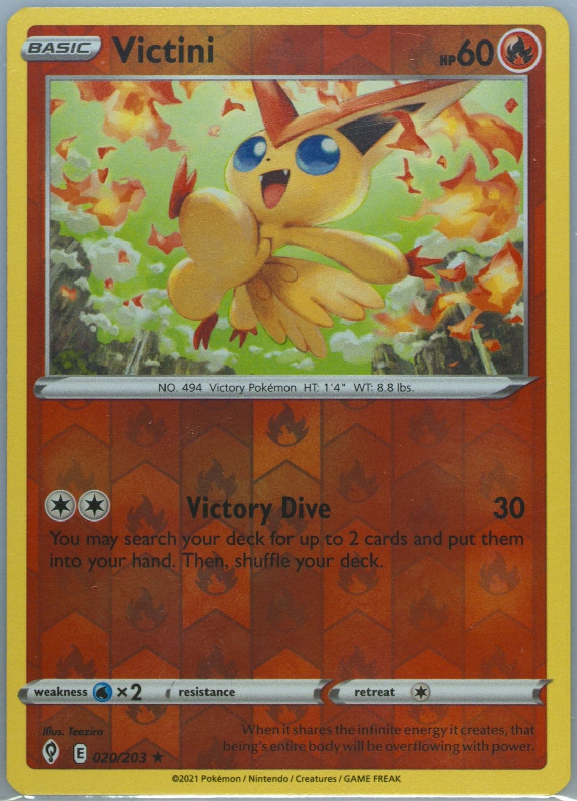 Victini-Reverse Foil (020) 2021 Pokemon Sword & Shield Evolving Skies