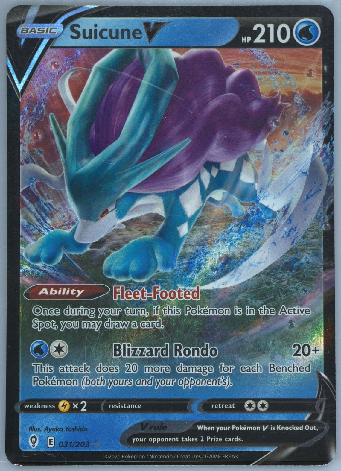 Suicune V (031) 2021 Pokemon Sword & Shield Evolving Skies