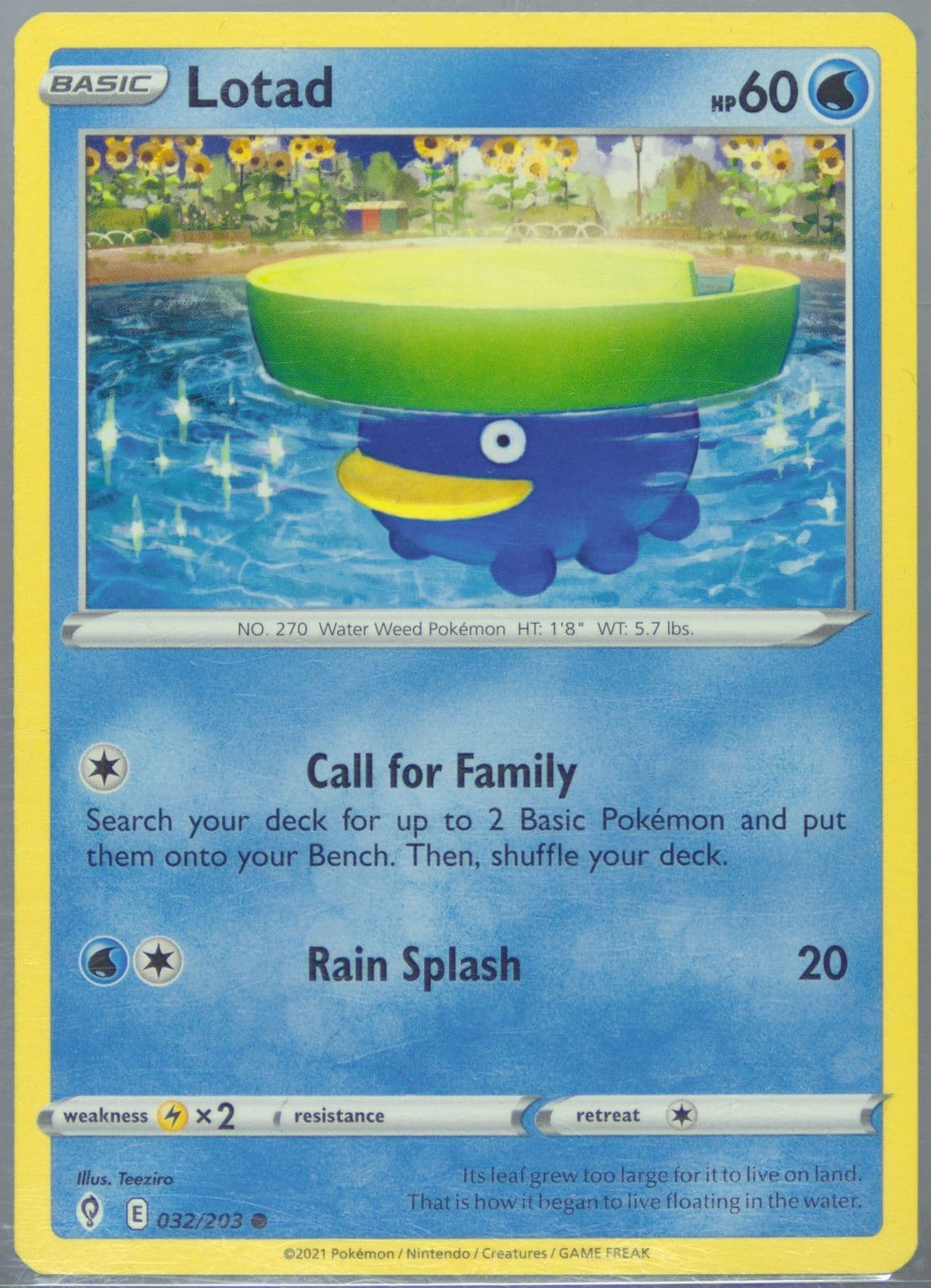 Lotad (032) 2021 Pokemon Sword & Shield Evolving Skies