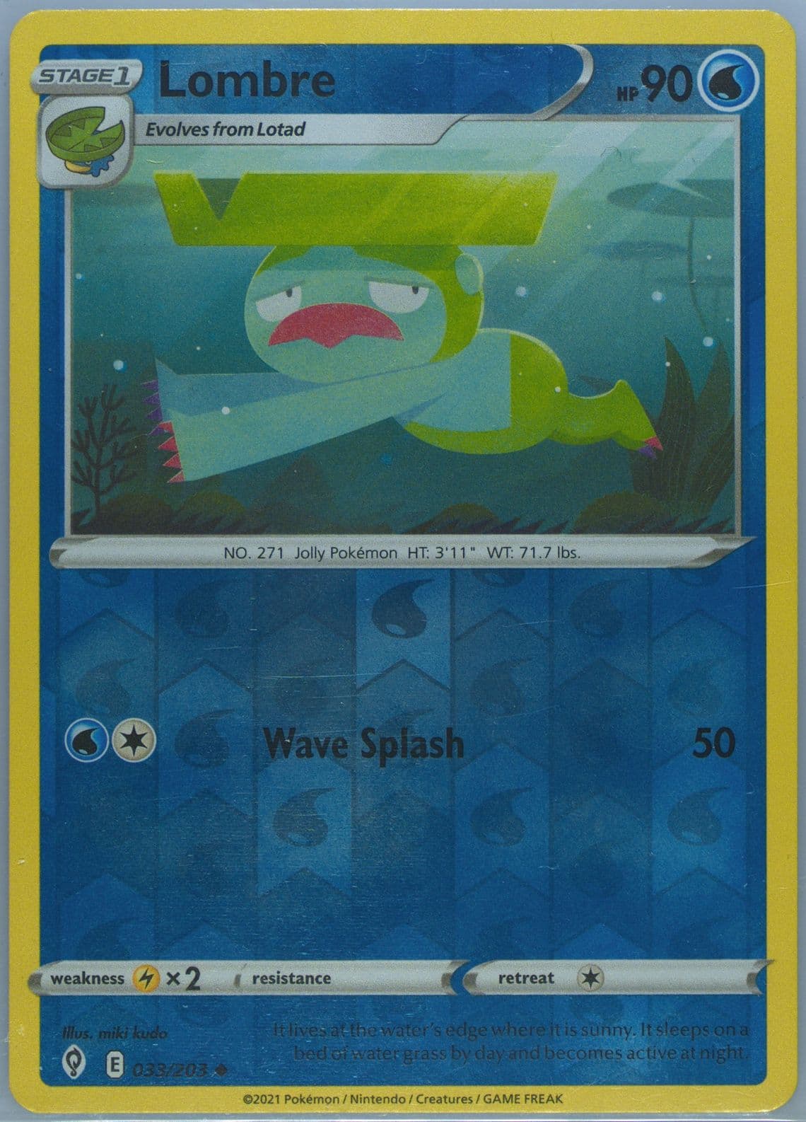 Lombre-Reverse Foil (033) 2021 Pokemon Sword & Shield Evolving Skies