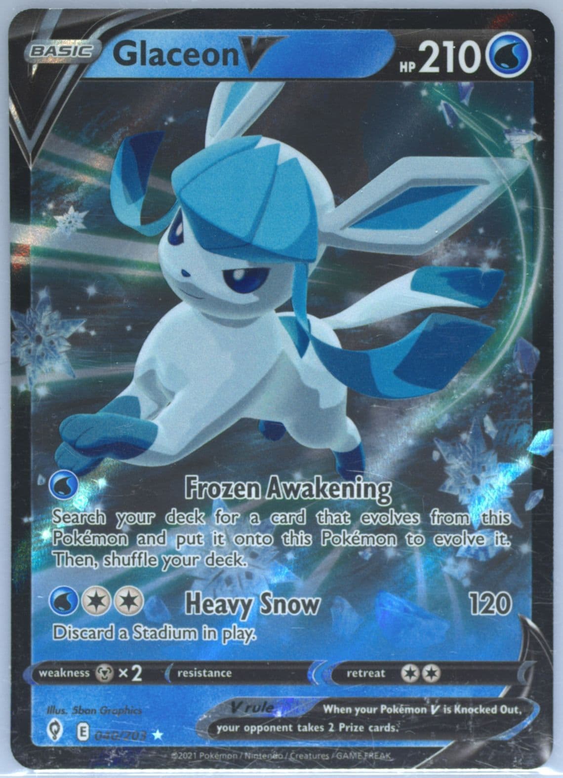 Glaceon V (040) 2021 Pokemon Sword & Shield Evolving Skies