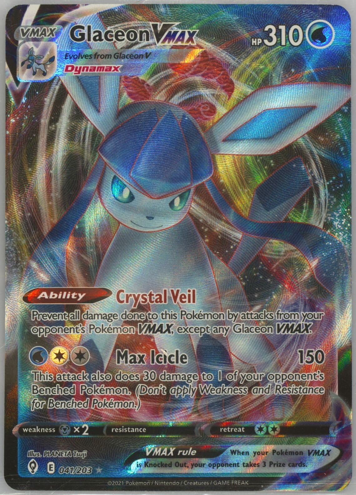 Full Art/Glaceon Vmax (041) 2021 Pokemon Sword & Shield Evolving Skies