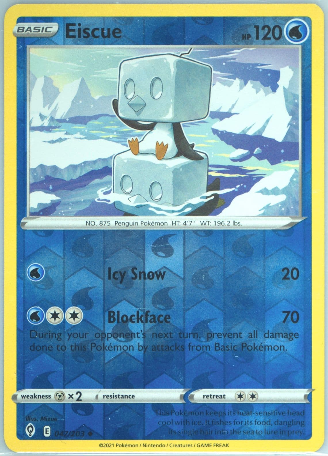 Eiscue-Reverse Foil (047) 2021 Pokemon Sword & Shield Evolving Skies