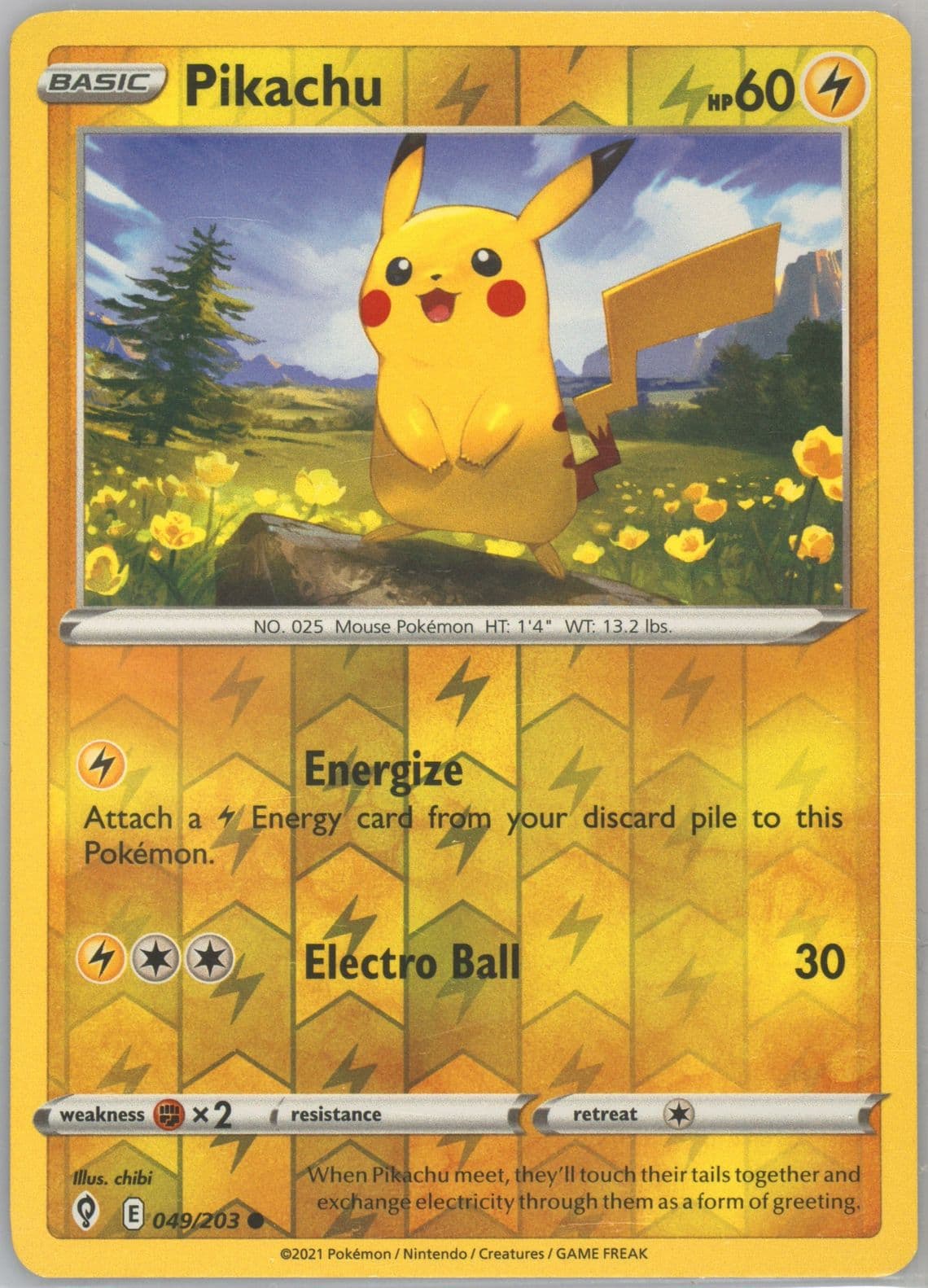Pikachu-Reverse Foil (049) 2021 Pokemon Sword & Shield Evolving Skies