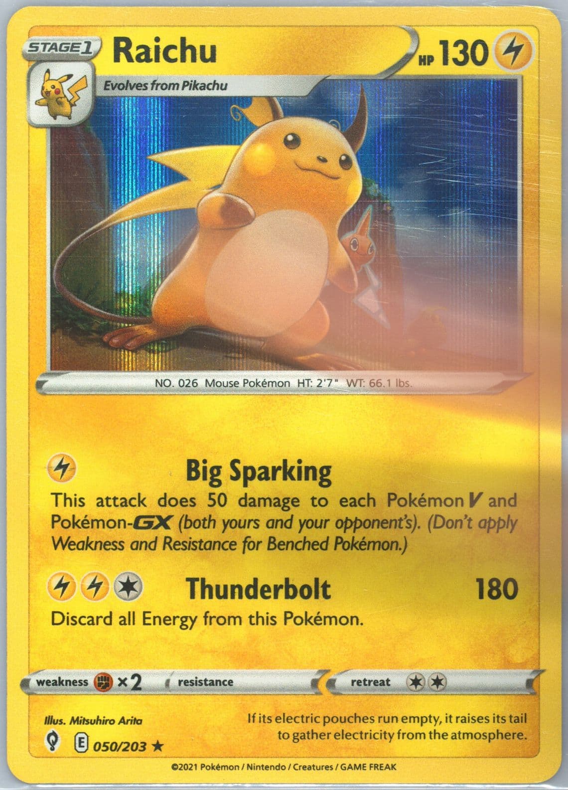 Raichu-Holo (050) 2021 Pokemon Sword & Shield Evolving Skies