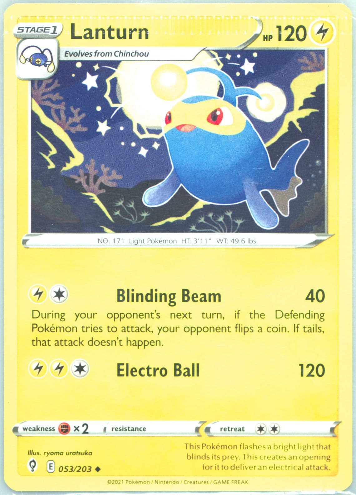 Lanturn (053) 2021 Pokemon Sword & Shield Evolving Skies