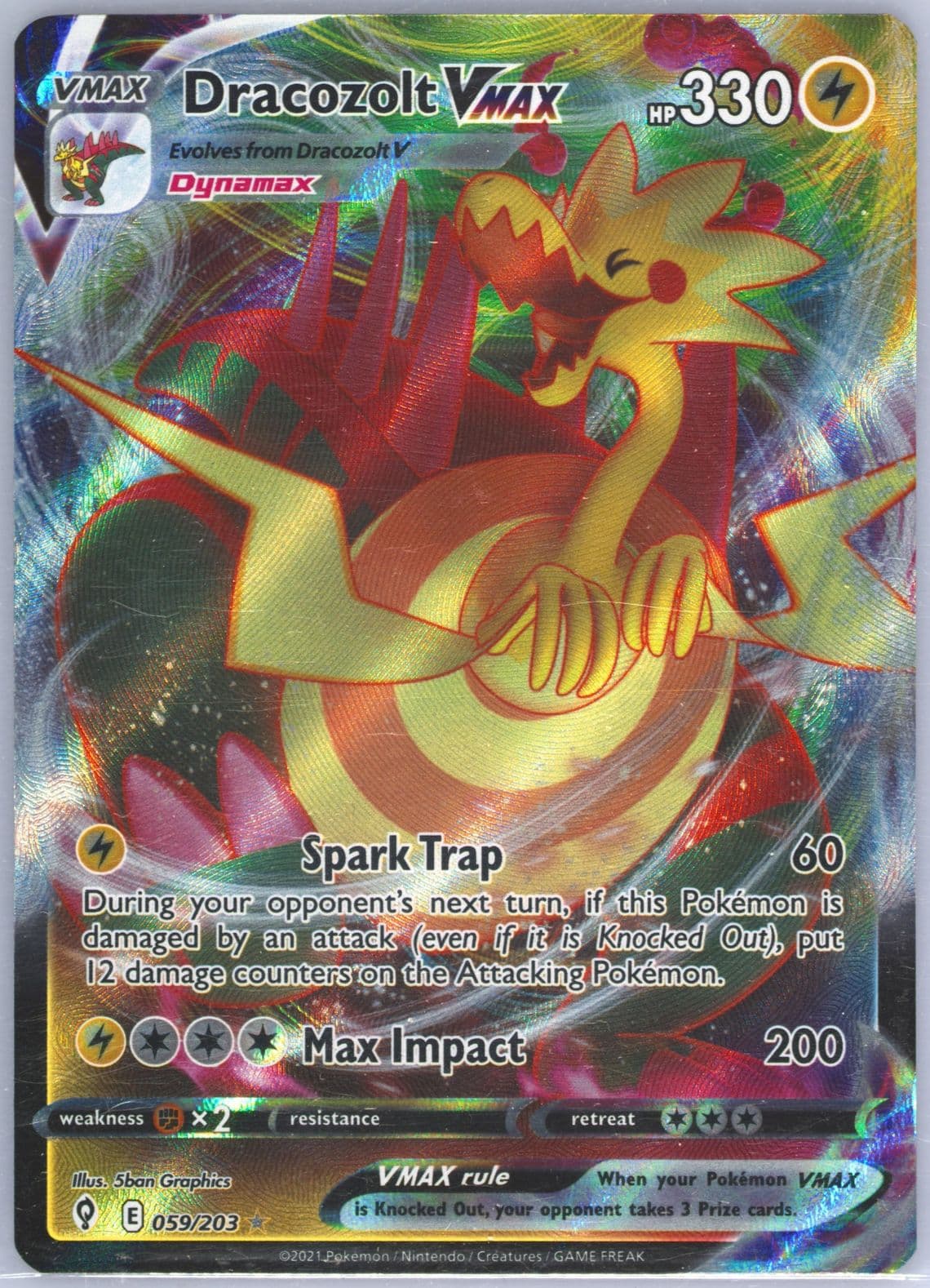 Full Art/Dracozolt Vmax (059) 2021 Pokemon Sword & Shield Evolving Skies