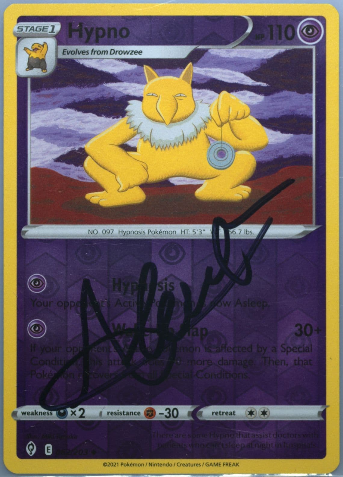 Hypno-Reverse Foil (062) 2021 Pokemon Sword & Shield Evolving Skies