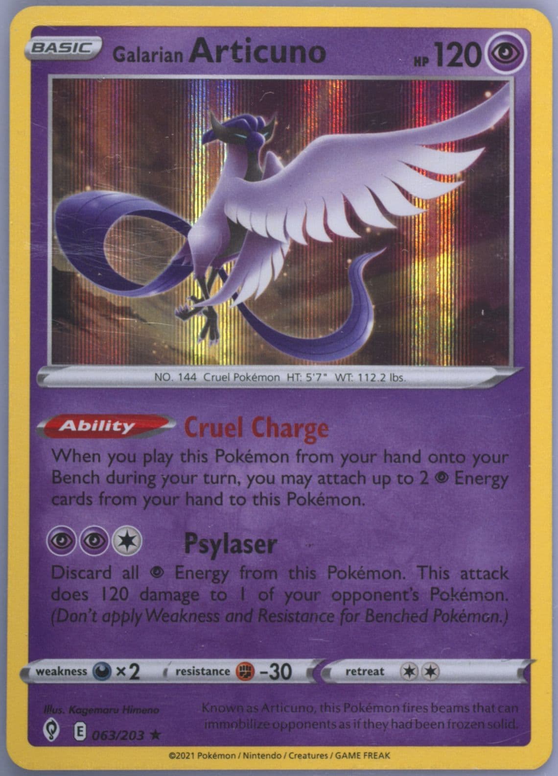 Galarian Articuno-Holo (063) 2021 Pokemon Sword & Shield Evolving Skies