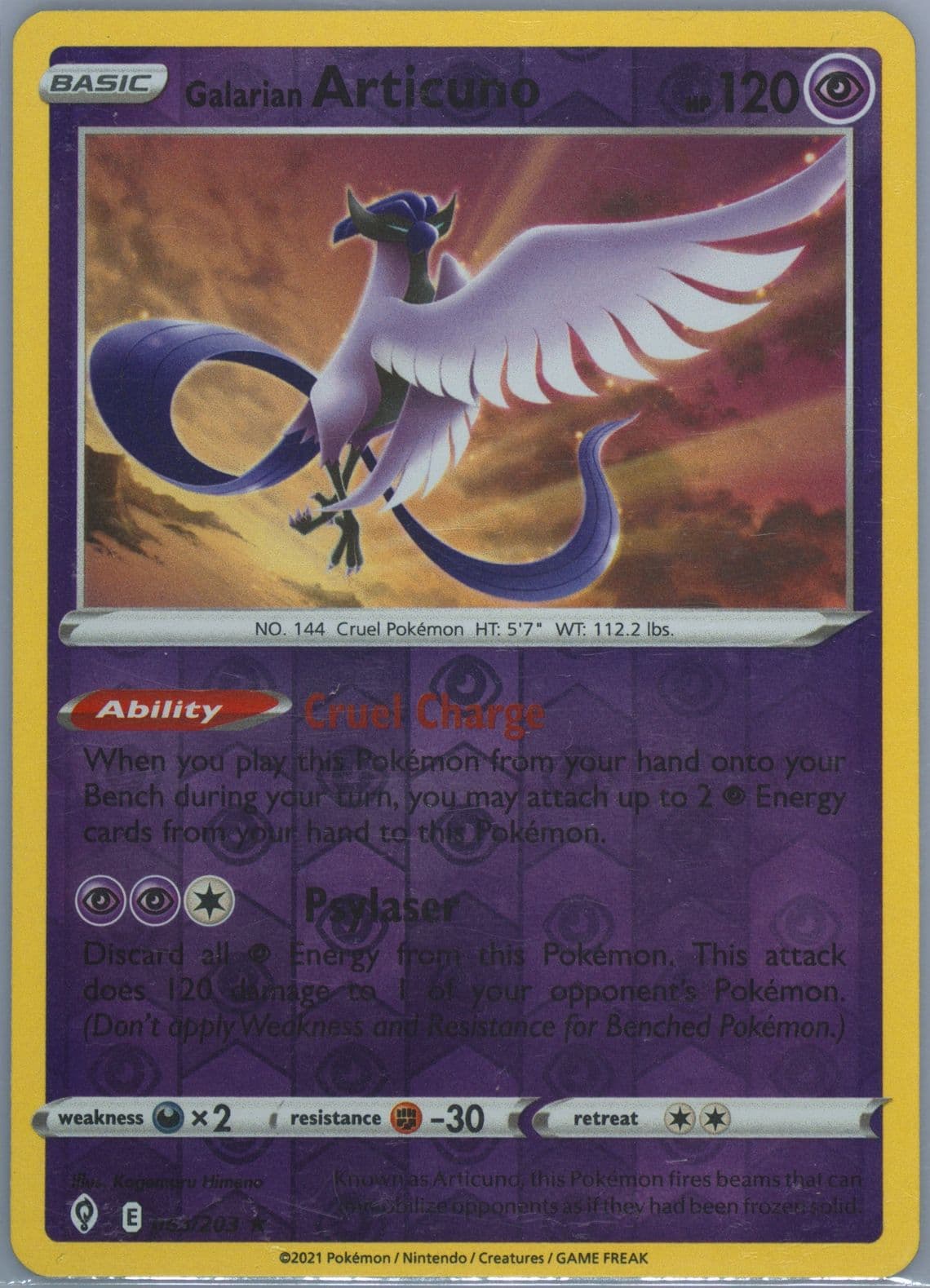 Galarian Articuno-Reverse Foil (063) 2021 Pokemon Sword & Shield Evolving Skies