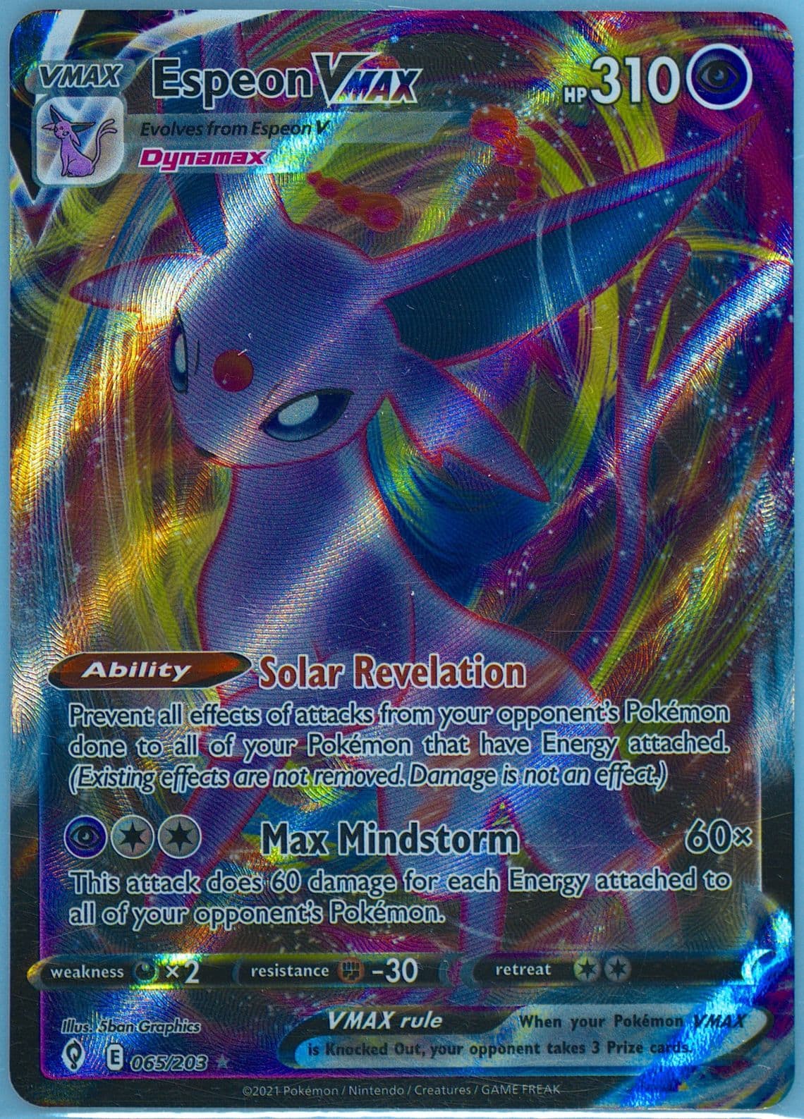 Full Art/Espeon Vmax (065) 2021 Pokemon Sword & Shield Evolving Skies