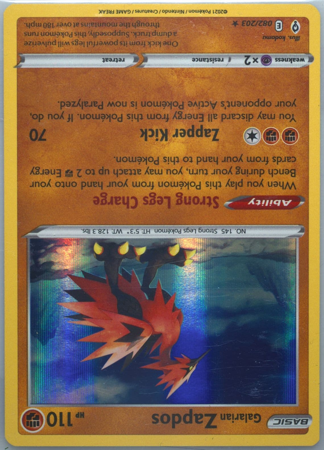 Galarian Zapdos-Holo (082) 2021 Pokemon Sword & Shield Evolving Skies