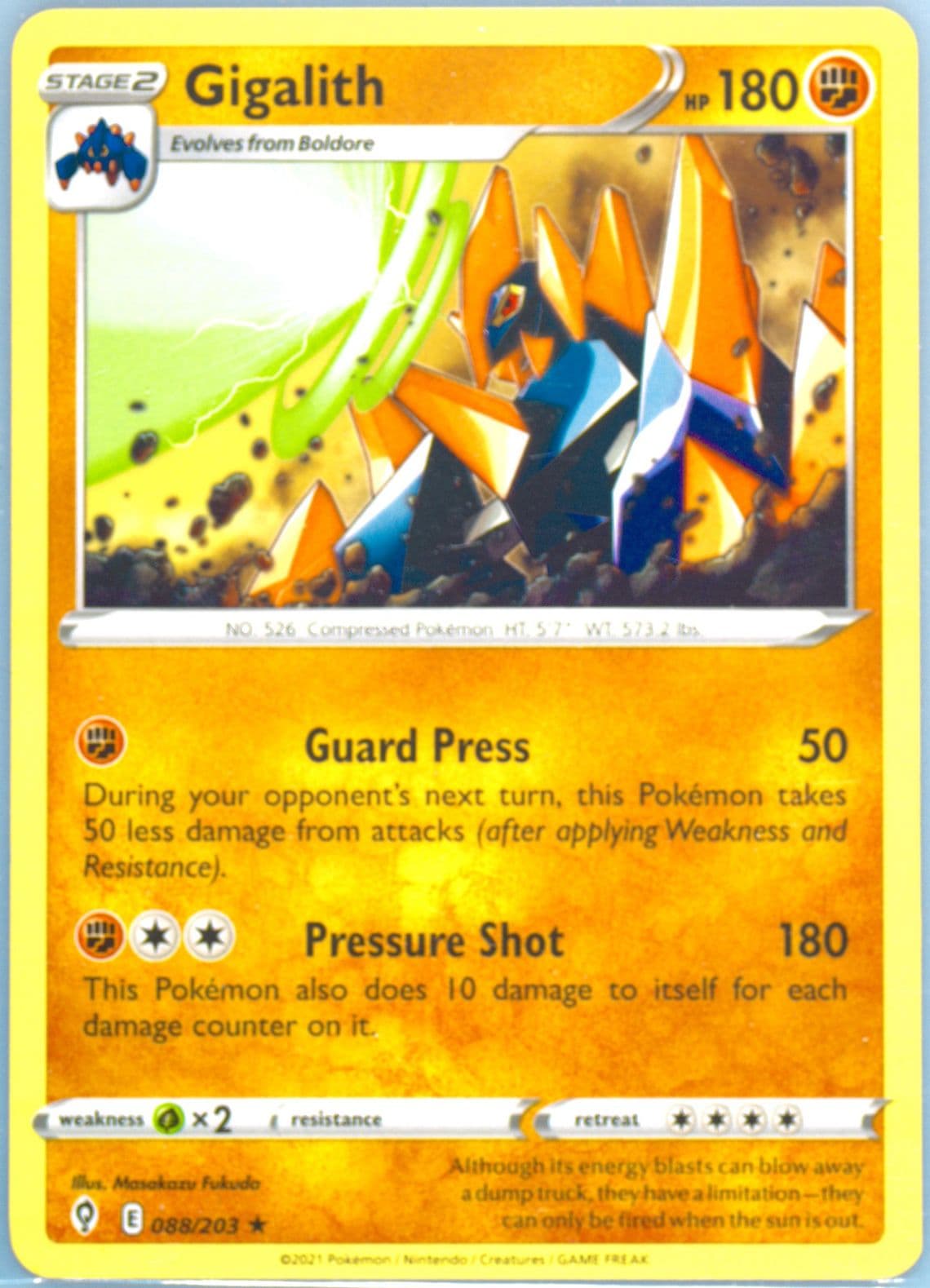 Gigalith (088) 2021 Pokemon Sword & Shield Evolving Skies