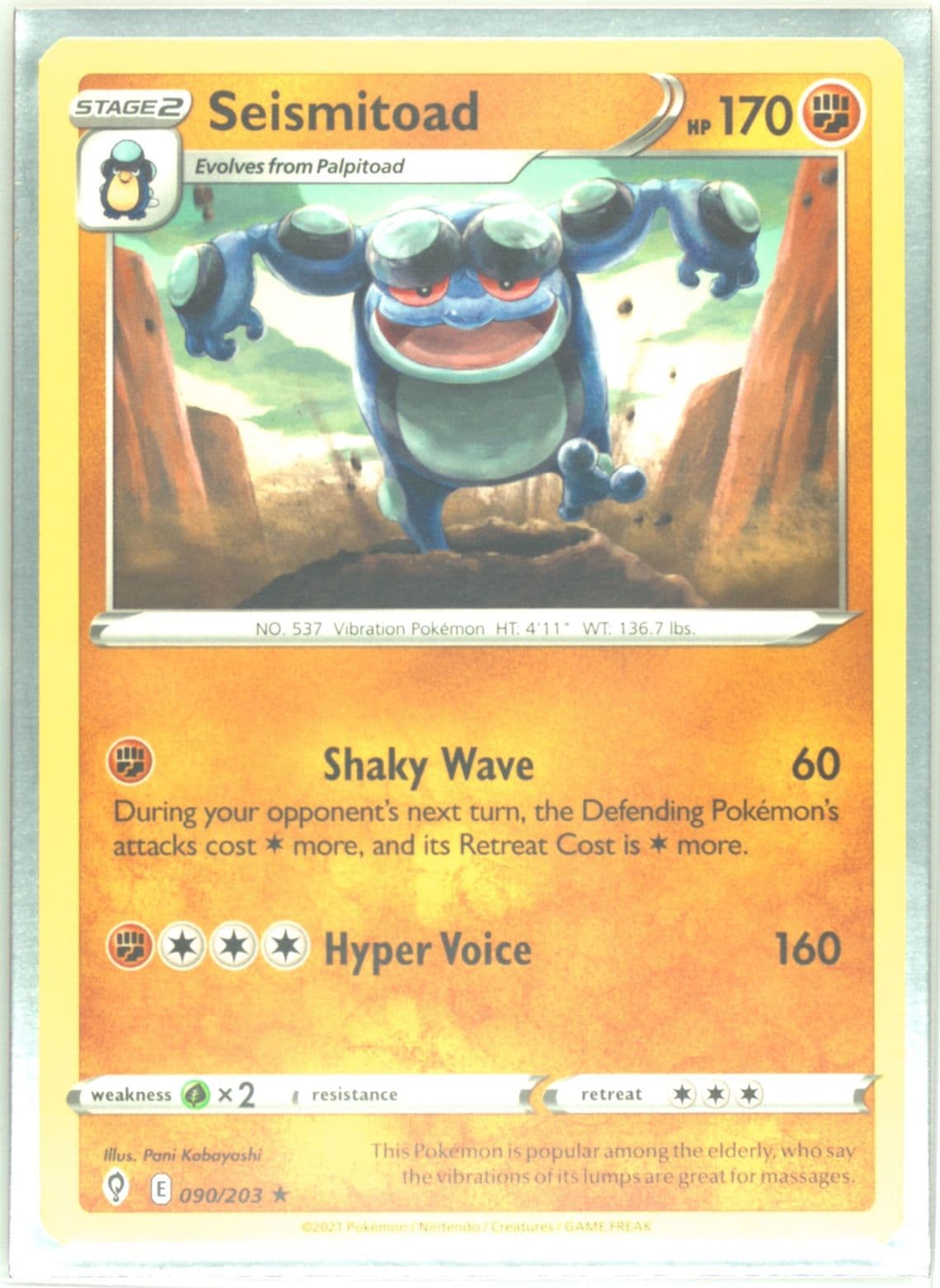 Seismitoad (090) 2021 Pokemon Sword & Shield Evolving Skies