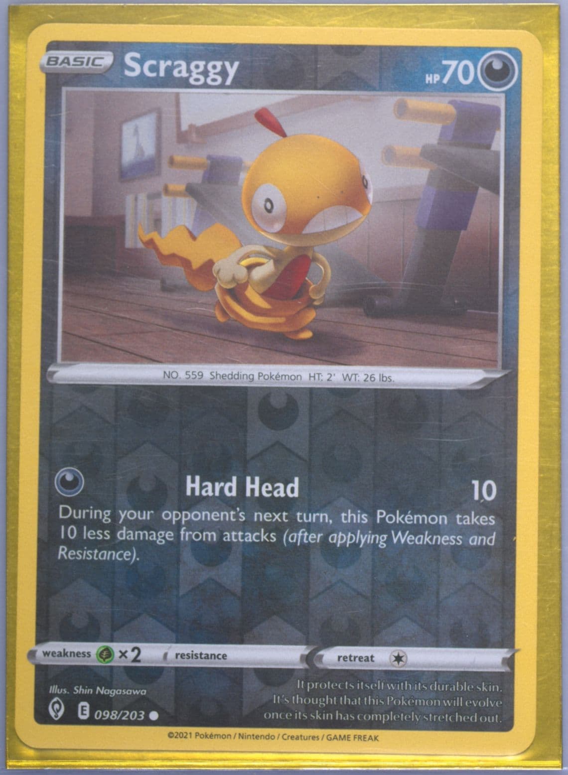 Scraggy-Reverse Foil (098) 2021 Pokemon Sword & Shield Evolving Skies