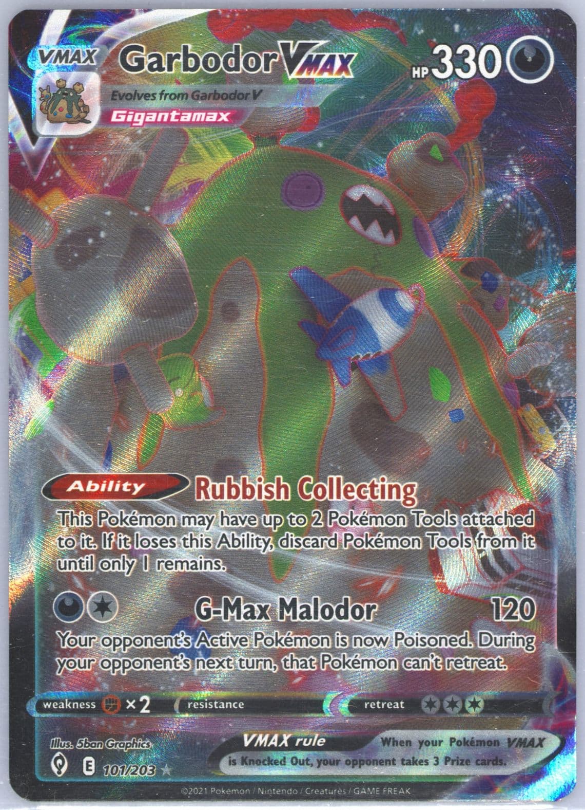 Full Art/Garbodor Vmax (101) 2021 Pokemon Sword & Shield Evolving Skies