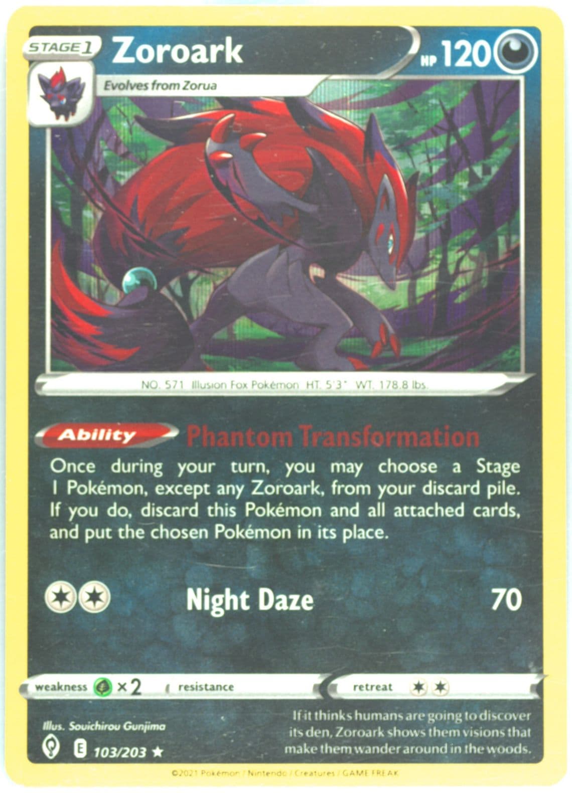 Zoroark-Holo (103) 2021 Pokemon Sword & Shield Evolving Skies