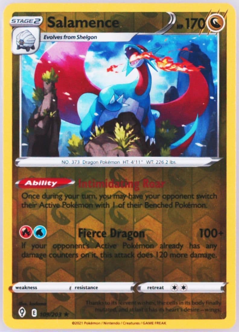 Salamence-Reverse Foil (109) 2021 Pokemon Sword & Shield Evolving Skies