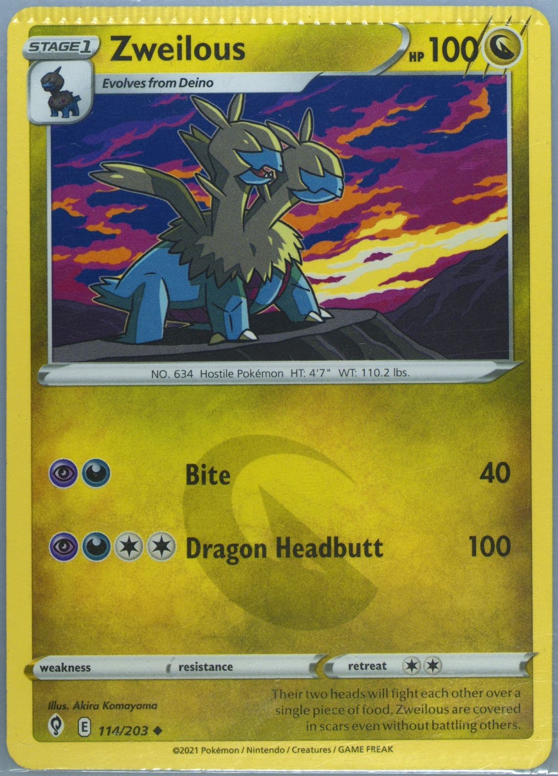 Zweilous (114) 2021 Pokemon Sword & Shield Evolving Skies