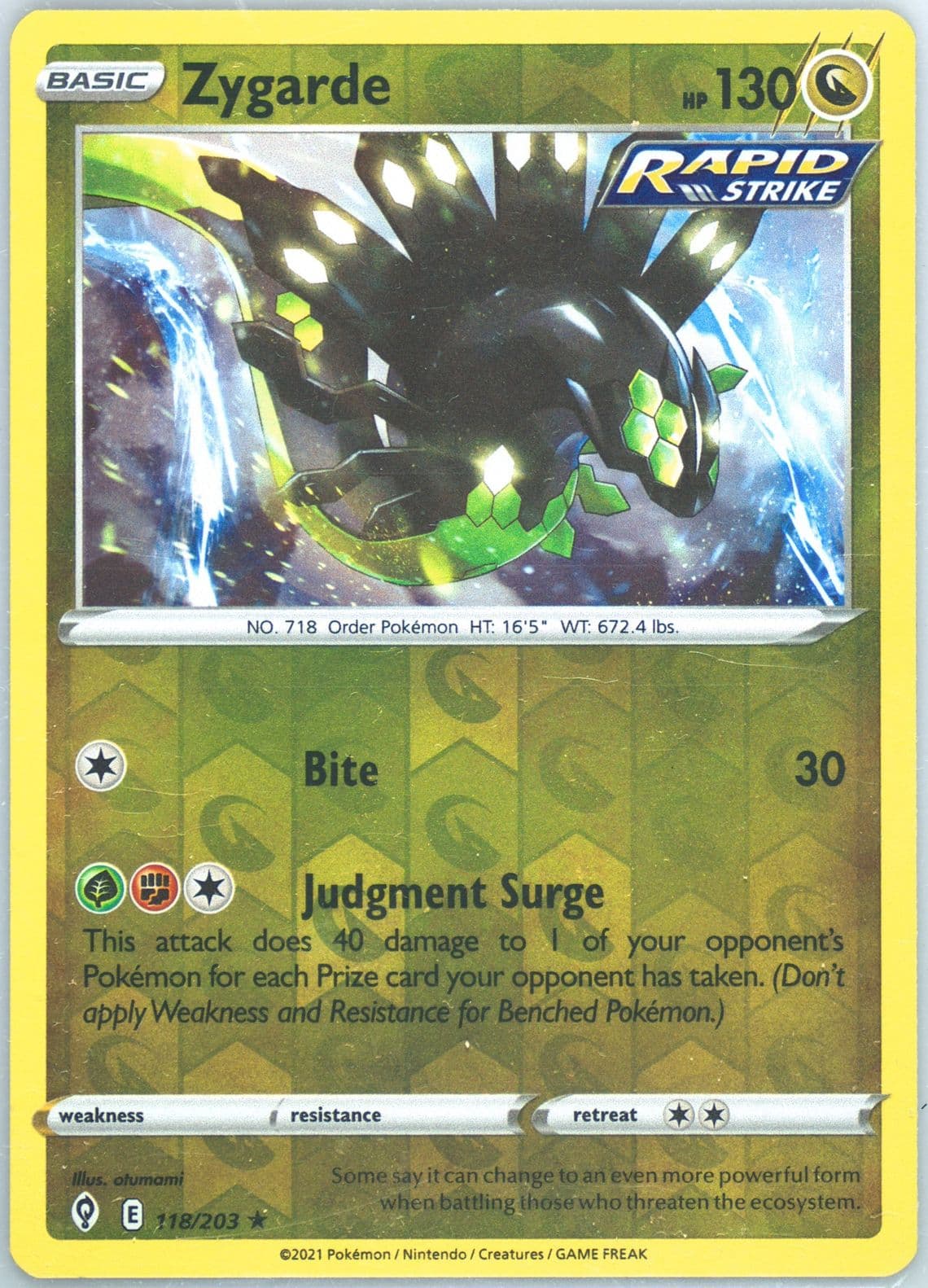 Zygarde-Reverse Foil (118) 2021 Pokemon Sword & Shield Evolving Skies
