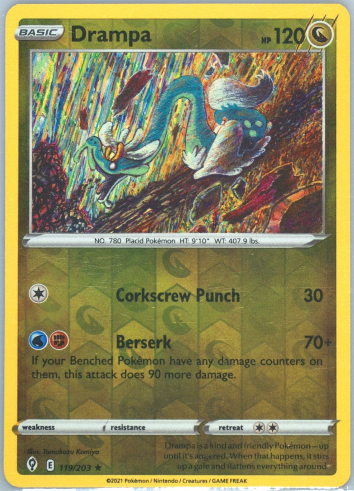 Drampa-Reverse Foil (119) 2021 Pokemon Sword & Shield Evolving Skies