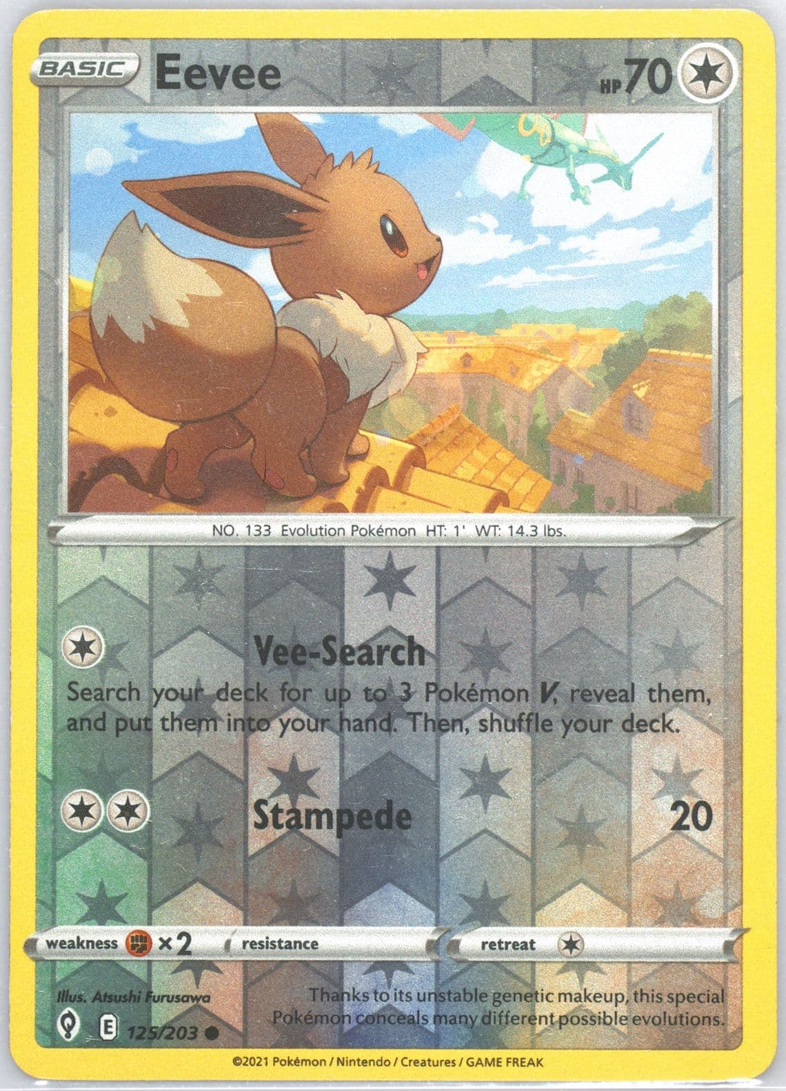 Eevee-Reverse Foil (125) 2021 Pokemon Sword & Shield Evolving Skies