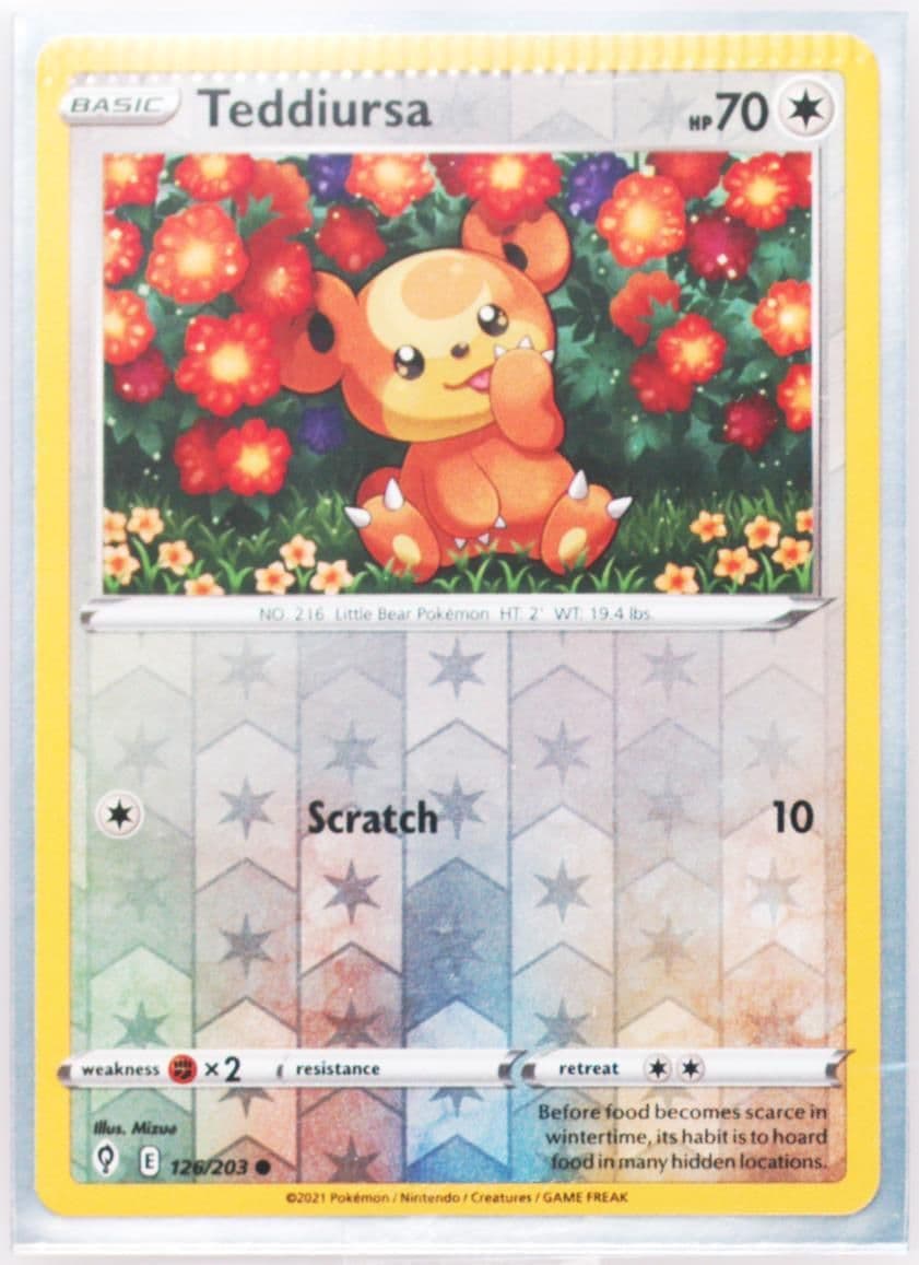 Teddiursa-Reverse Foil (126) 2021 Pokemon Sword & Shield Evolving Skies