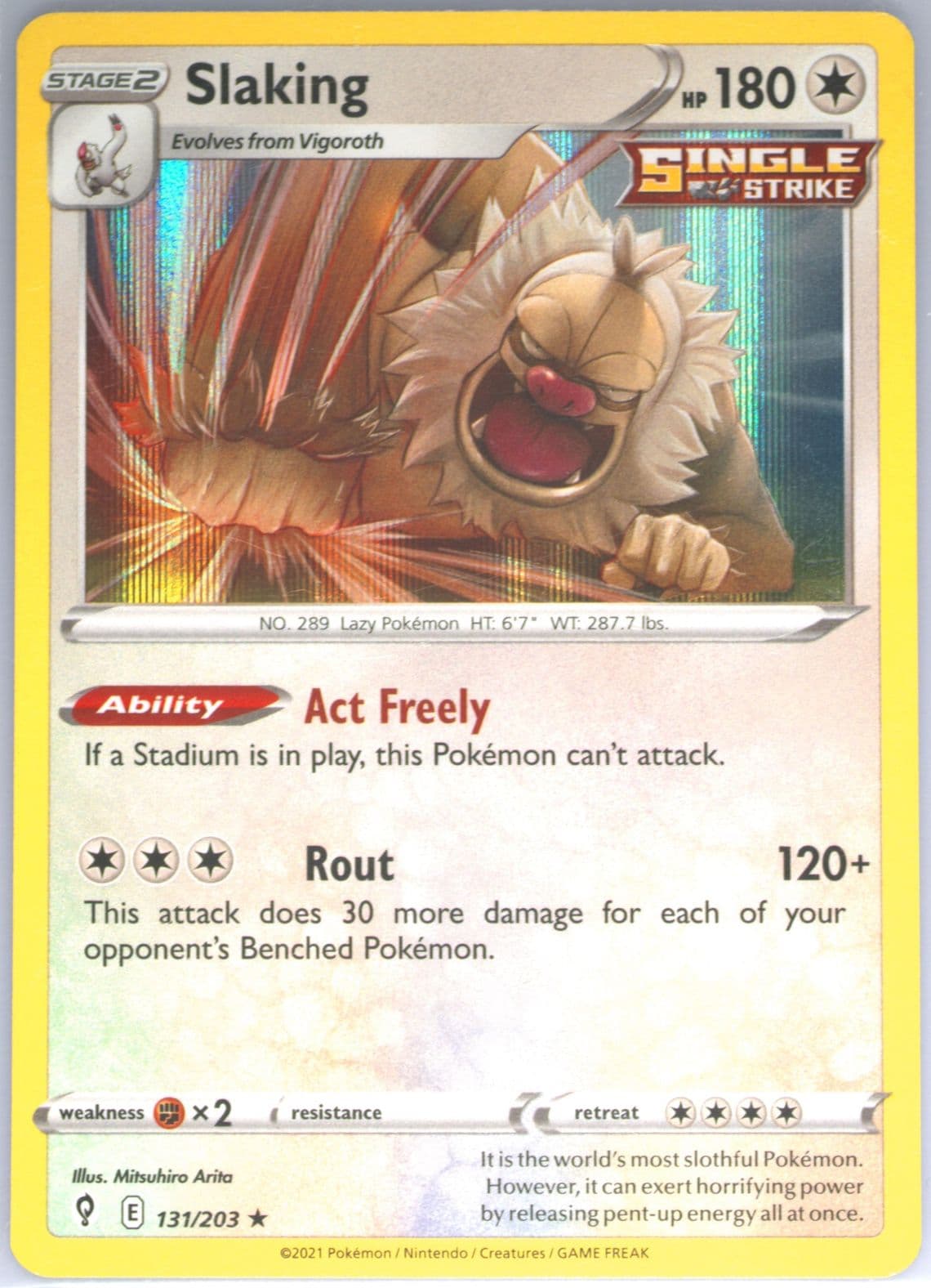 Slaking-Holo (131) 2021 Pokemon Sword & Shield Evolving Skies