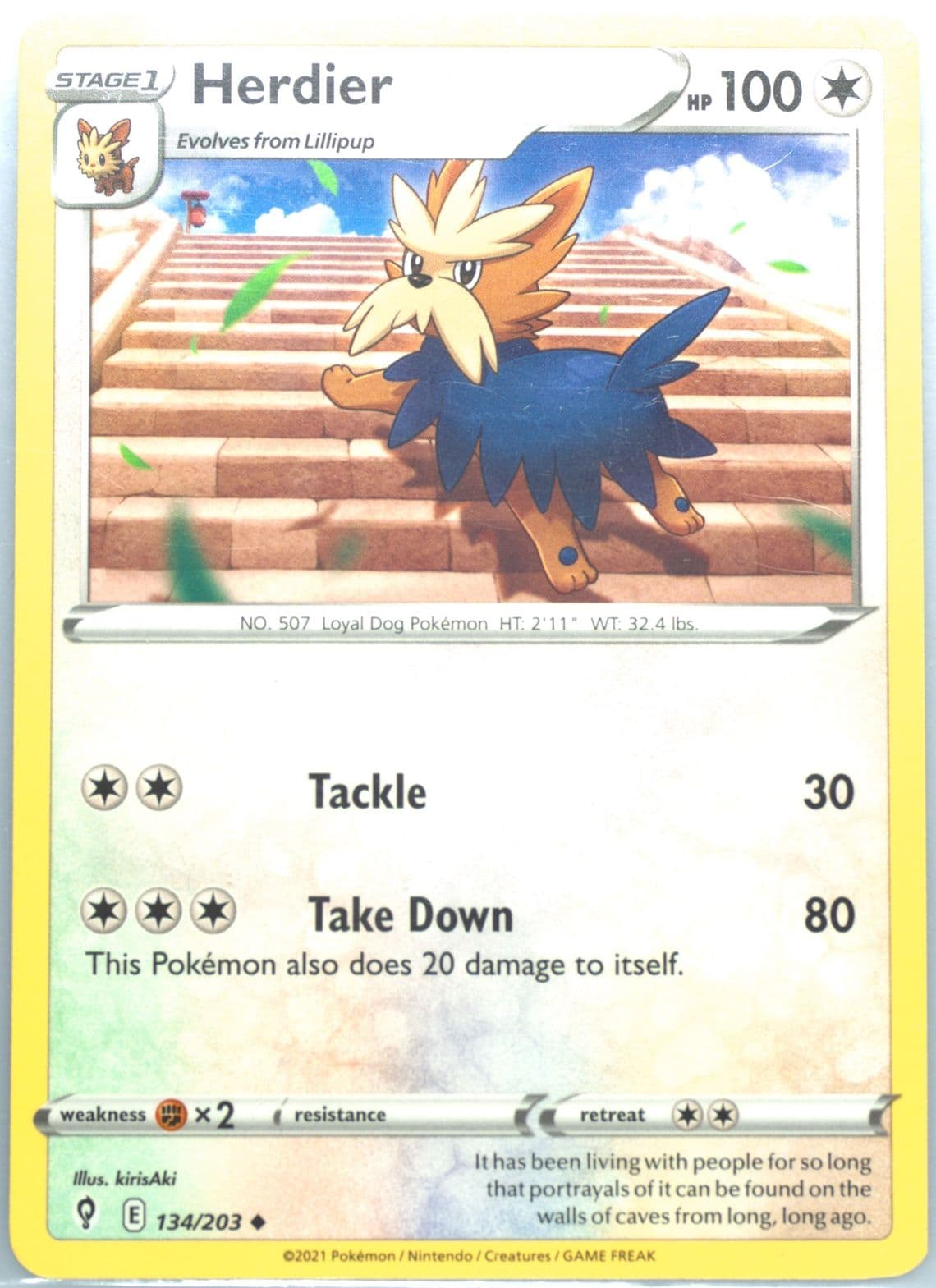 Herdier (134) 2021 Pokemon Sword & Shield Evolving Skies