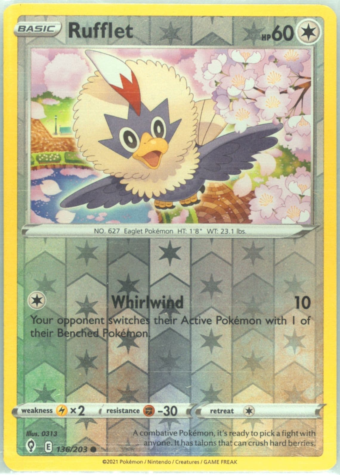 Rufflet-Reverse Foil (136) 2021 Pokemon Sword & Shield Evolving Skies