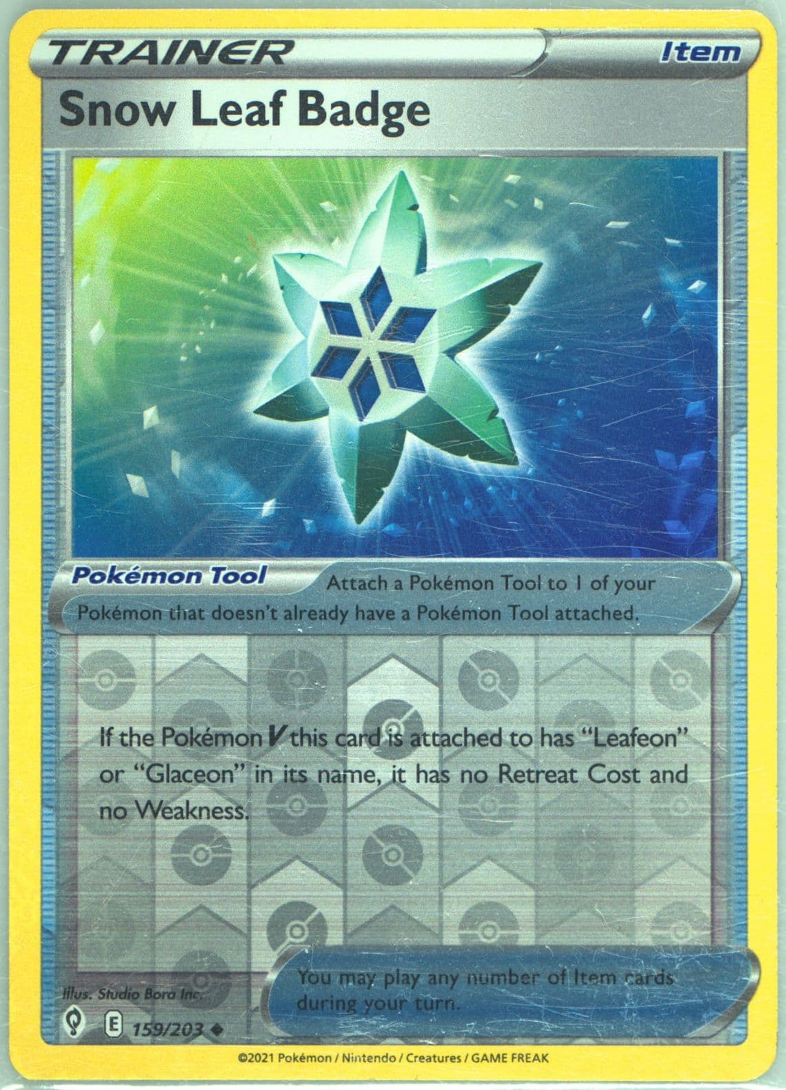 Snow Leaf Badge-Reverse Foil (159) 2021 Pokemon Sword & Shield Evolving Skies