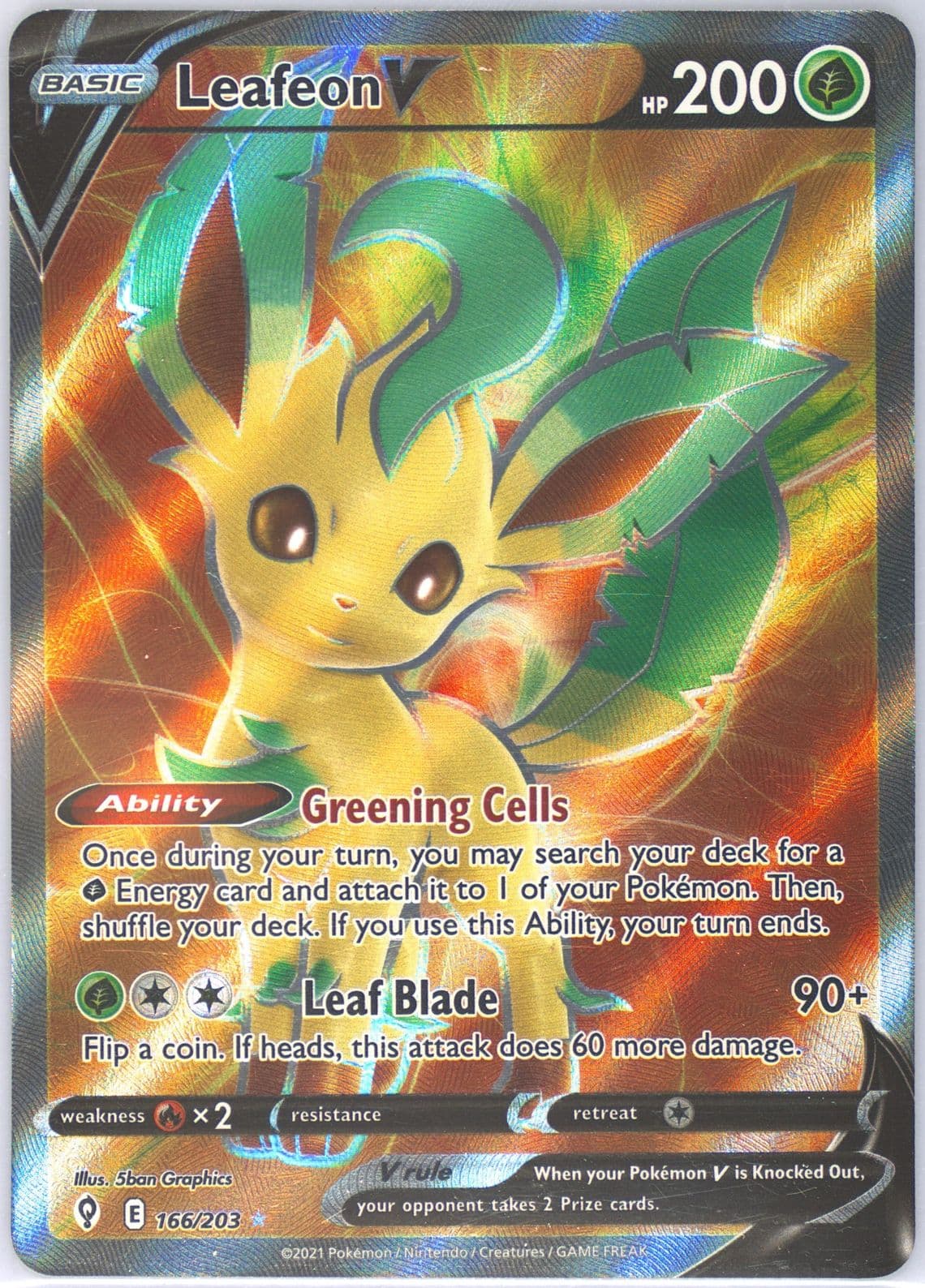 Full Art/Leafeon V (166) 2021 Pokemon Sword & Shield Evolving Skies