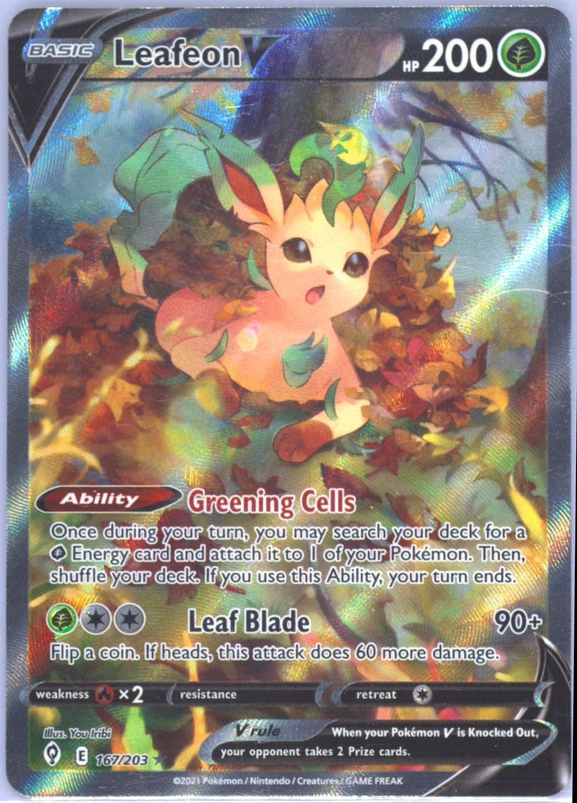 Full Art/Leafeon V (167) 2021 Pokemon Sword & Shield Evolving Skies