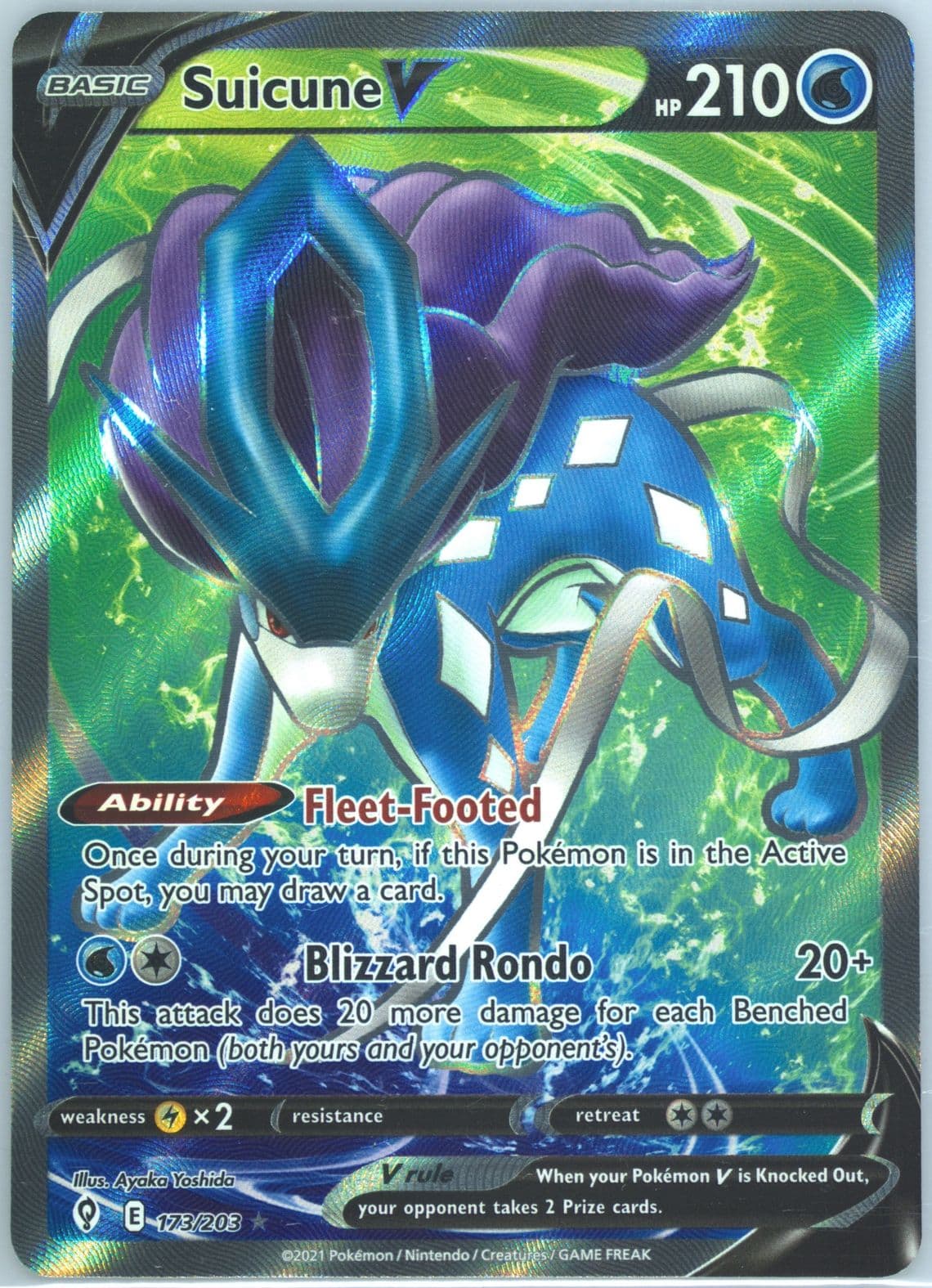 Full Art/Suicune V (173) 2021 Pokemon Sword & Shield Evolving Skies