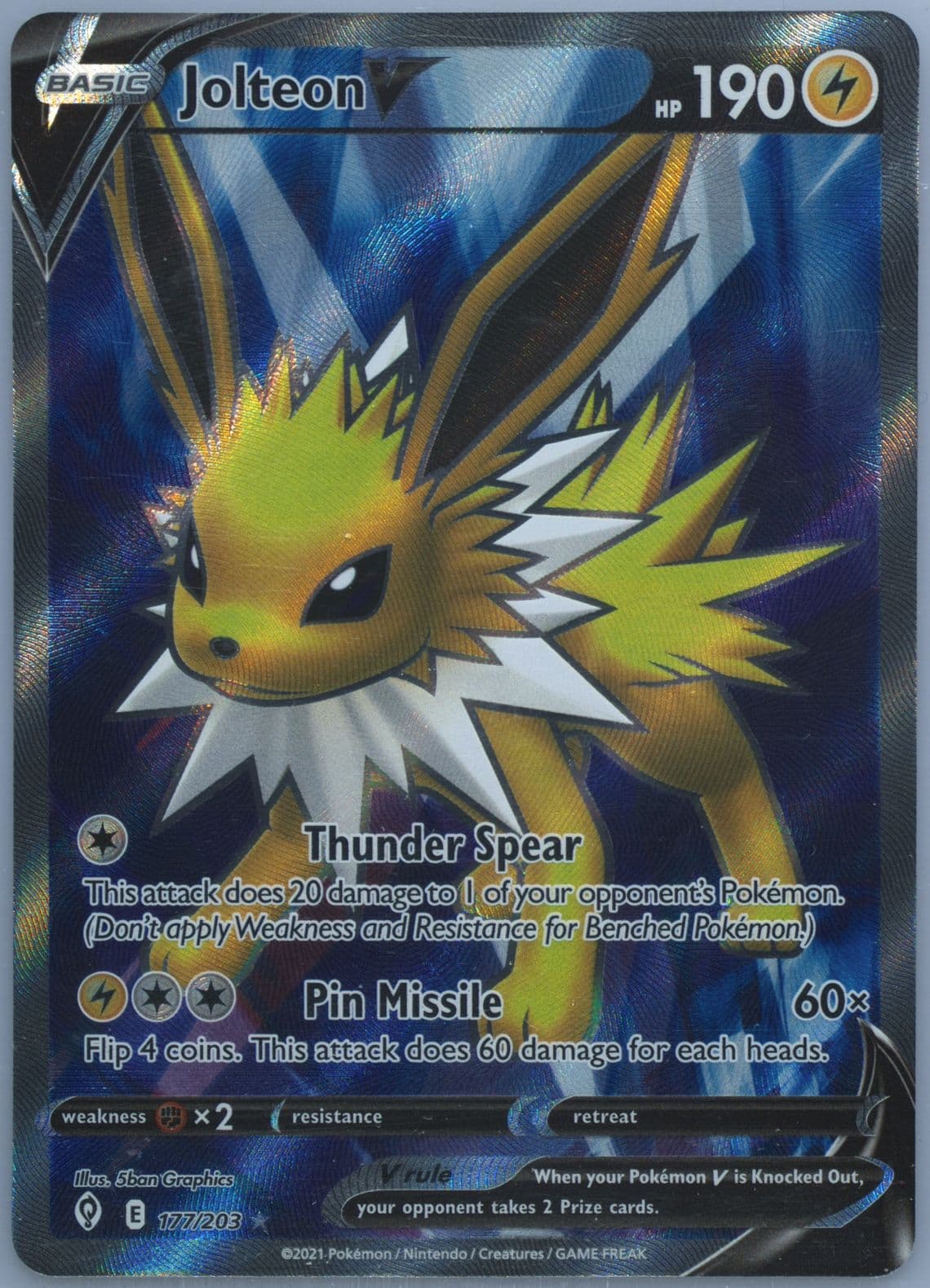 Full Art/Jolteon V (177) 2021 Pokemon Sword & Shield Evolving Skies