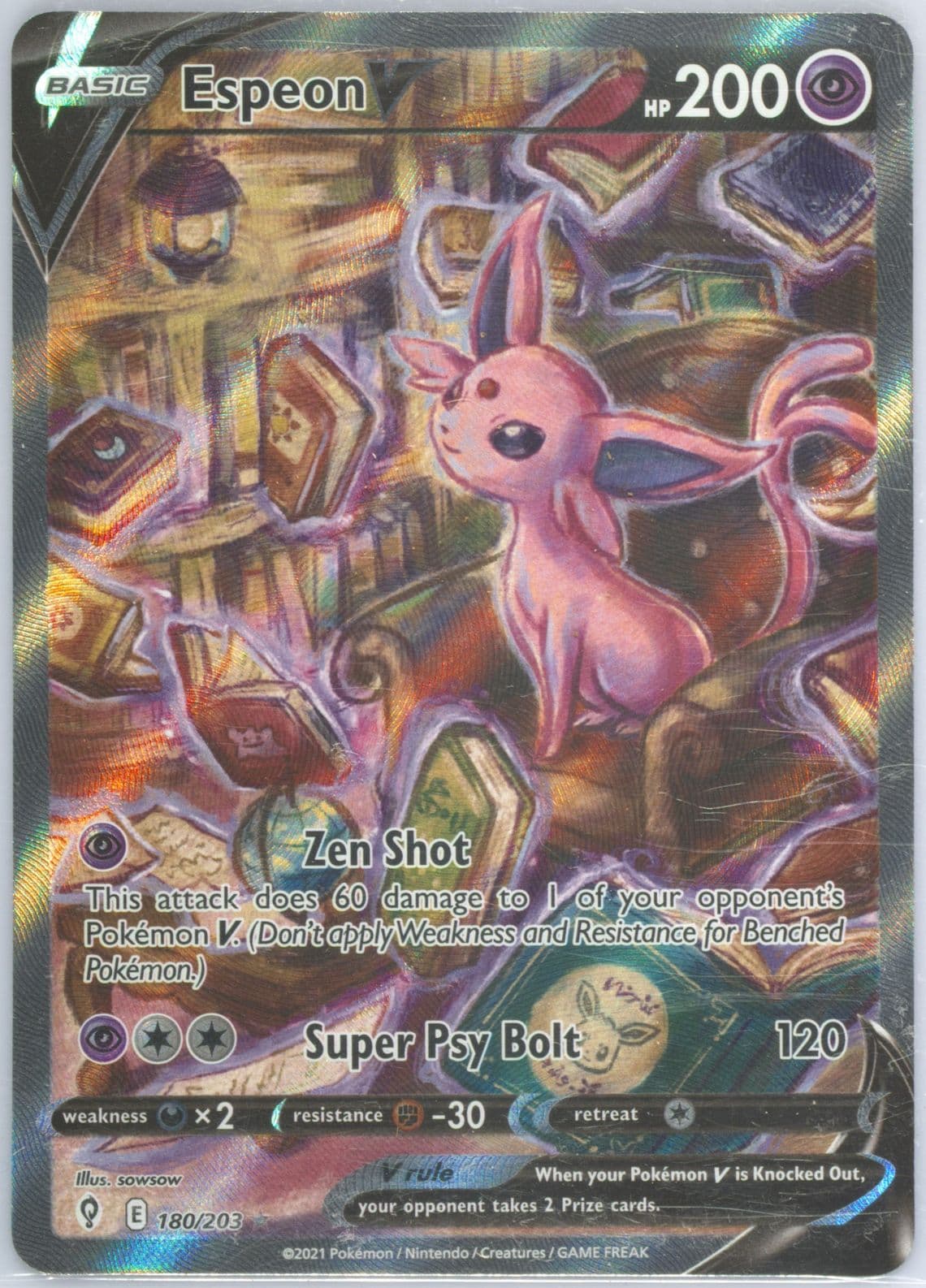 Full Art/Espeon V (180) 2021 Pokemon Sword & Shield Evolving Skies