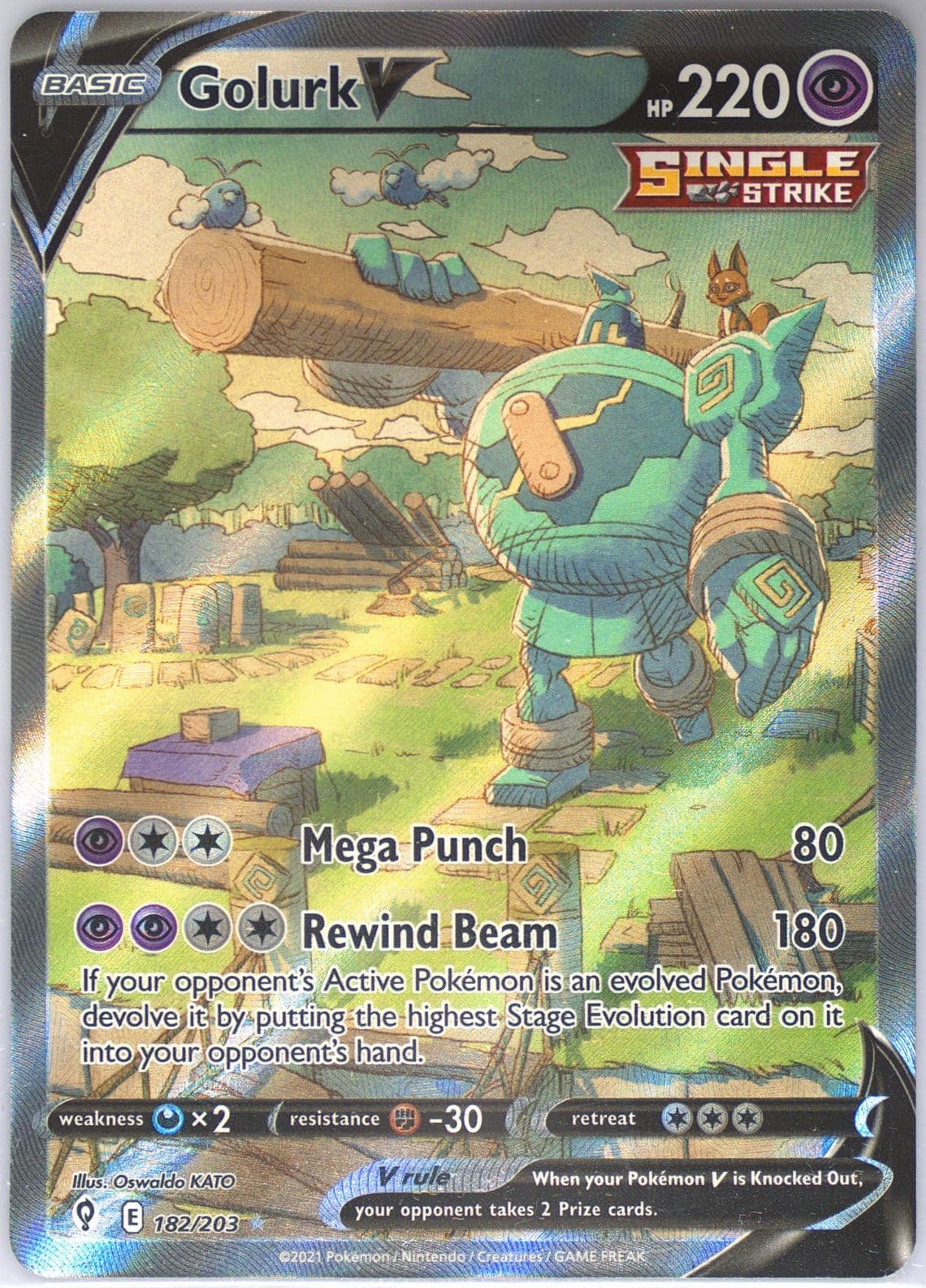 Full Art/Golurk V (182) 2021 Pokemon Sword & Shield Evolving Skies