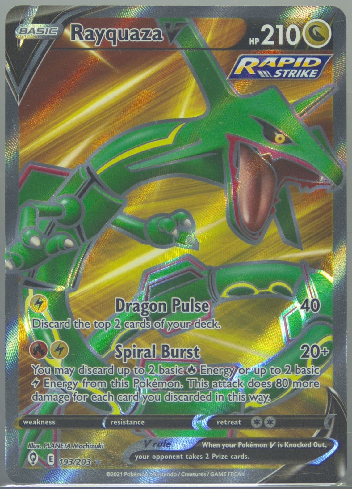Full Art/Rayquaza V (193) 2021 Pokemon Sword & Shield Evolving Skies