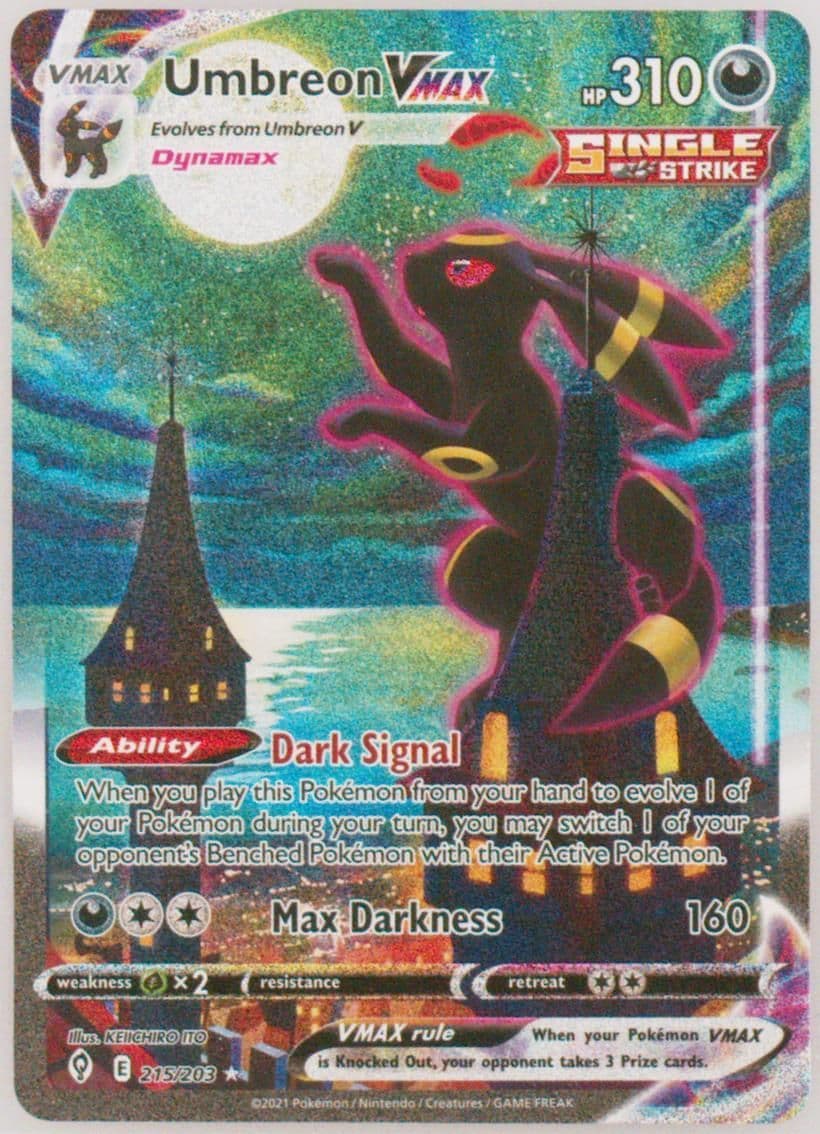 Full Art/Umbreon Vmax Secret (215) 2021 Pokemon Sword & Shield Evolving Skies