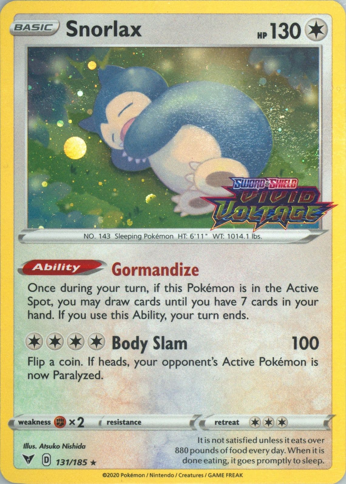 Snorlax-Holo Cosmos (131) 2020 Pokemon Sword & Shield Vivid Voltage