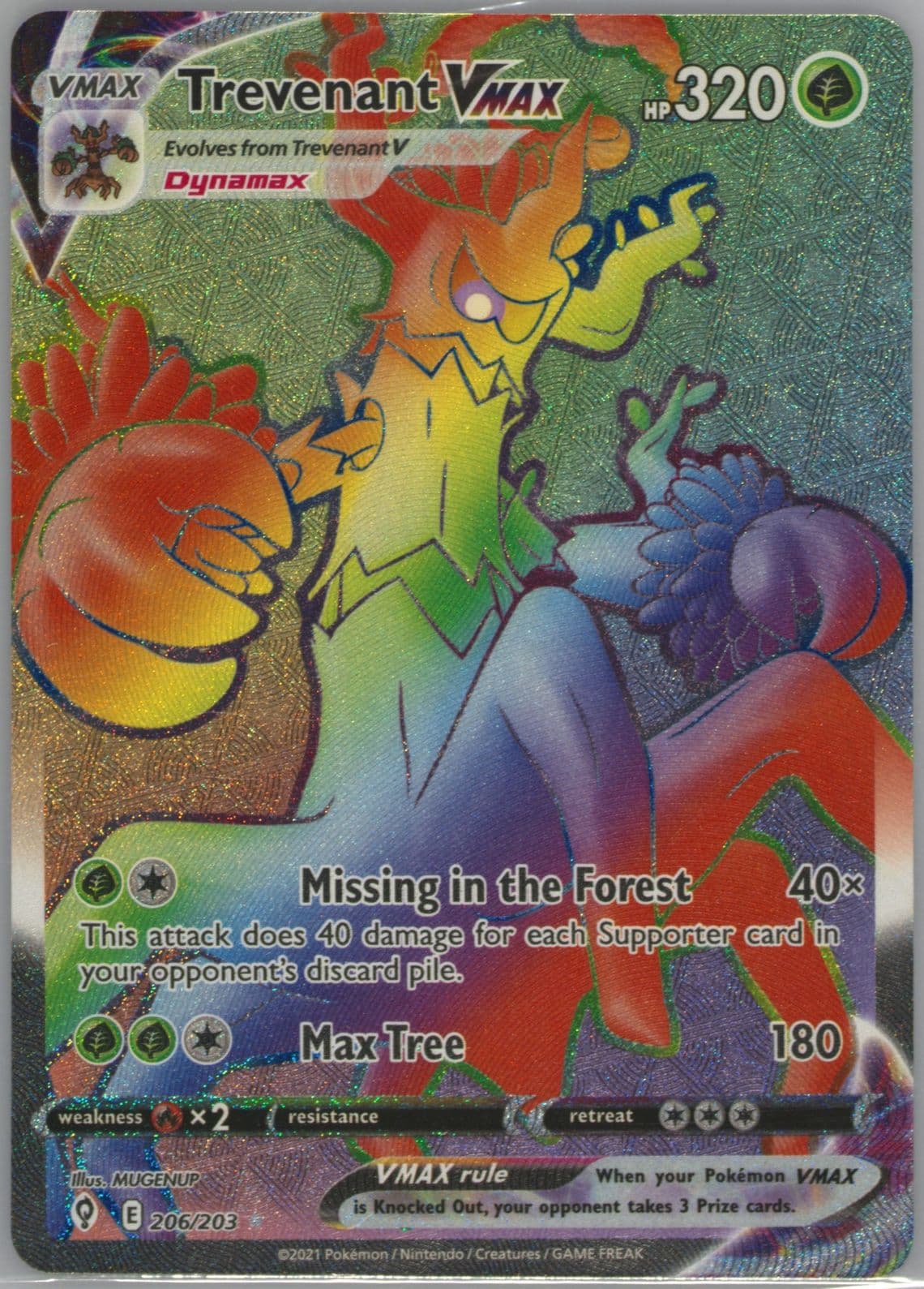 Full Art/Trevenant Vmax Secret (206) 2021 Pokemon Sword & Shield Evolving Skies