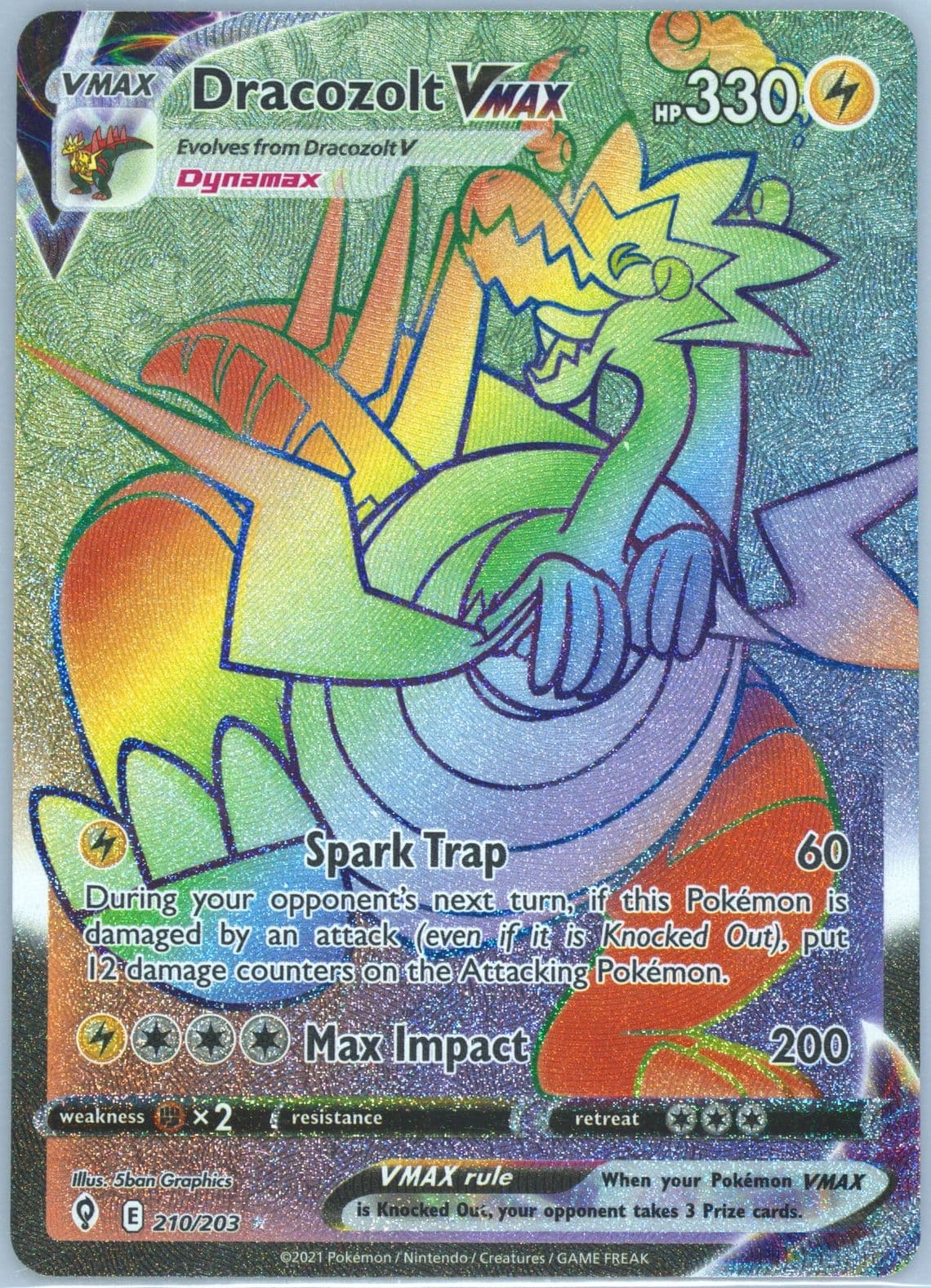 Full Art/Dracozolt Vmax Secret (210) 2021 Pokemon Sword & Shield Evolving Skies