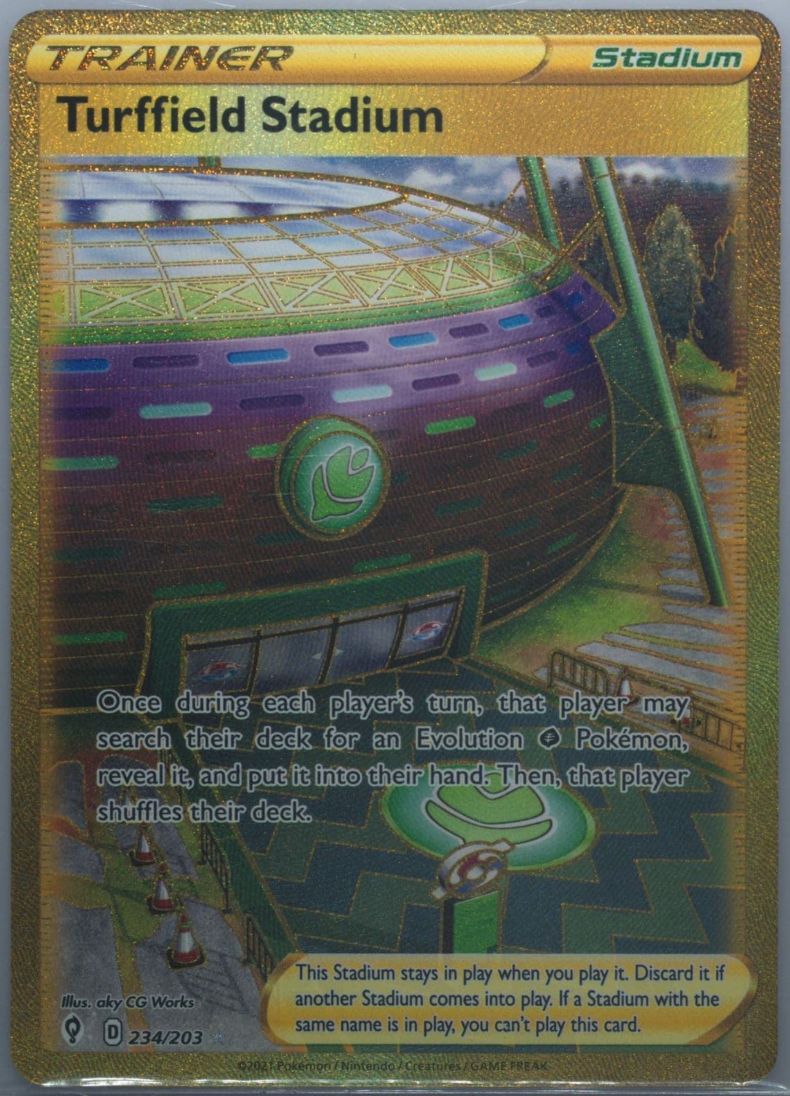 Full Art/Turffield Stadium Secret (234) 2021 Pokemon Sword & Shield Evolving Skies