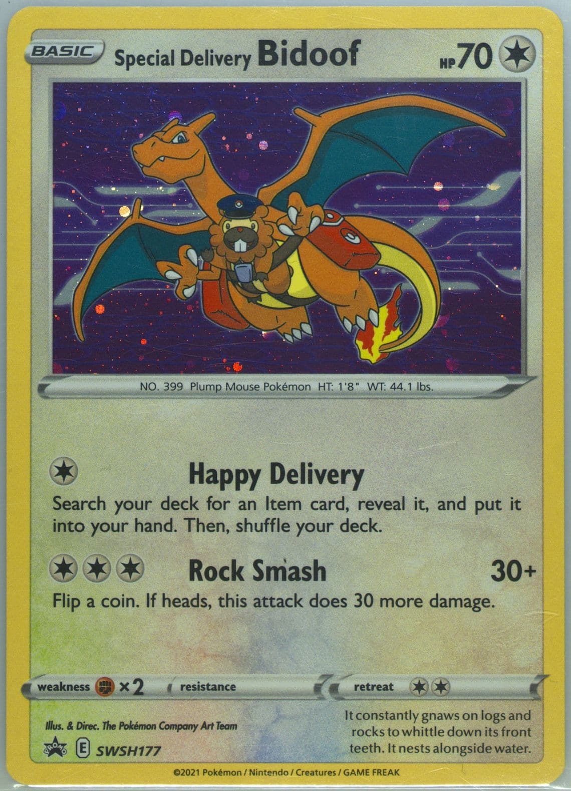 Special Delivery Bidoof-Holo Bidoof Day (177) 2021 Pokemon Swsh Black Star Promo