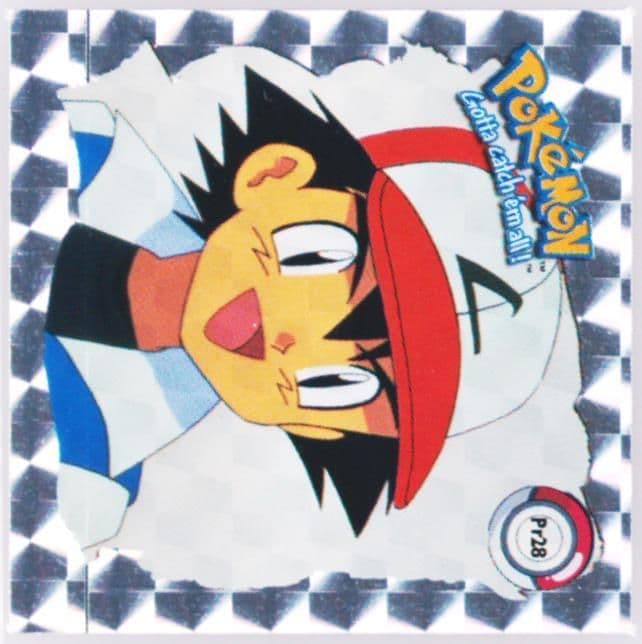 Ash (PR28) 1999 Pokemon Stickers Series 1 Bonus Prism Stickers
