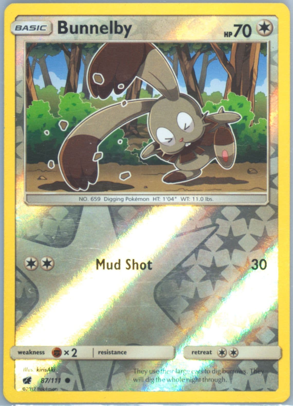 Bunnelby-Reverse Foil (87) 2017 Pokemon Sun & Moon Crimson Invasion