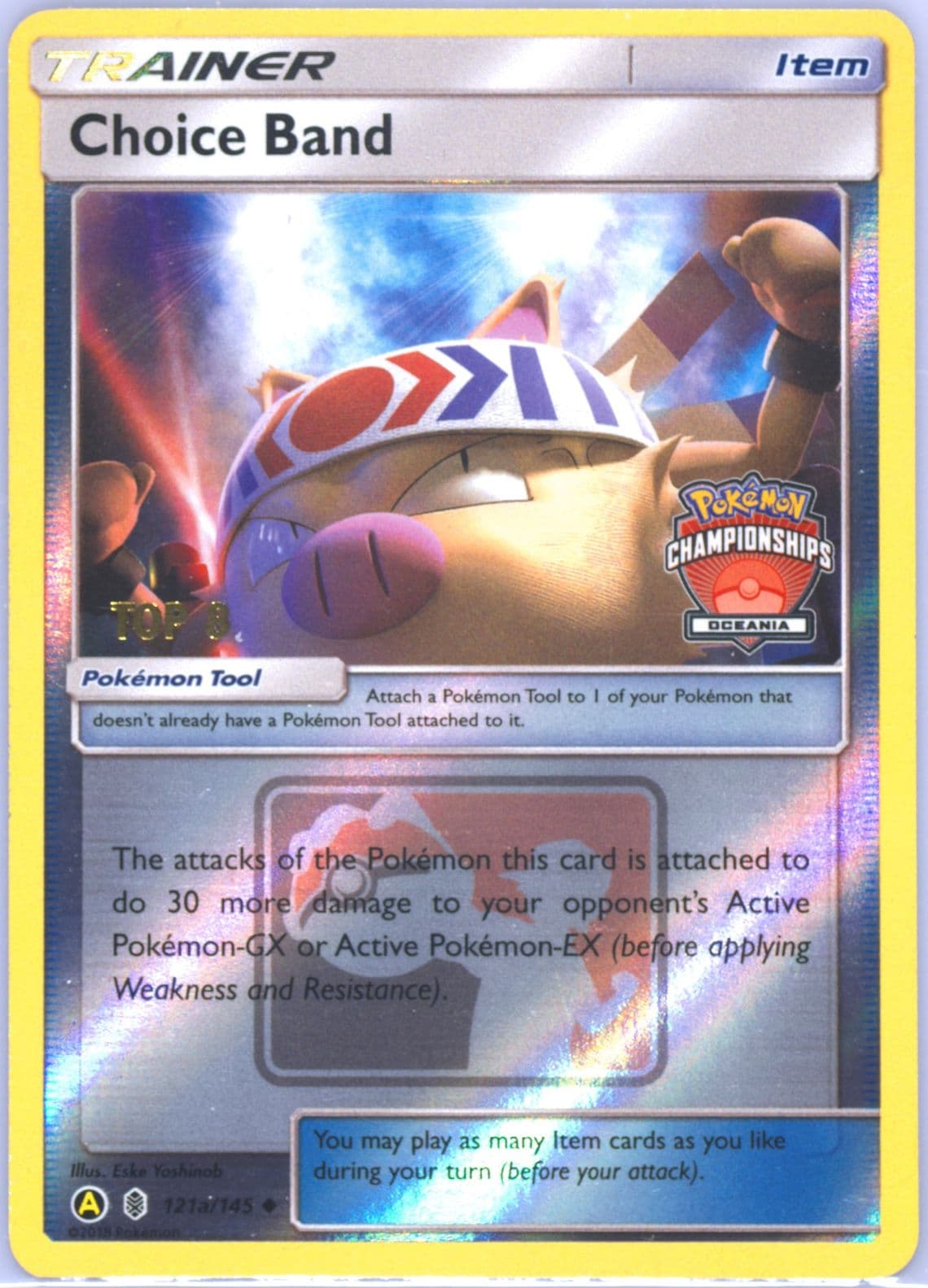Choice Band-Reverse Foil Yellow A 2019 Season International Championships Oceania Top 8 (121a) 2017 Pokemon Sun & Moon Guardians Rising