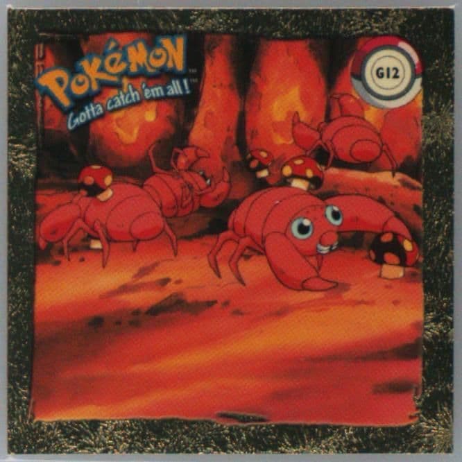 Paras (G12) 1999 Pokemon Stickers Series 1 Rare Gold Stickers