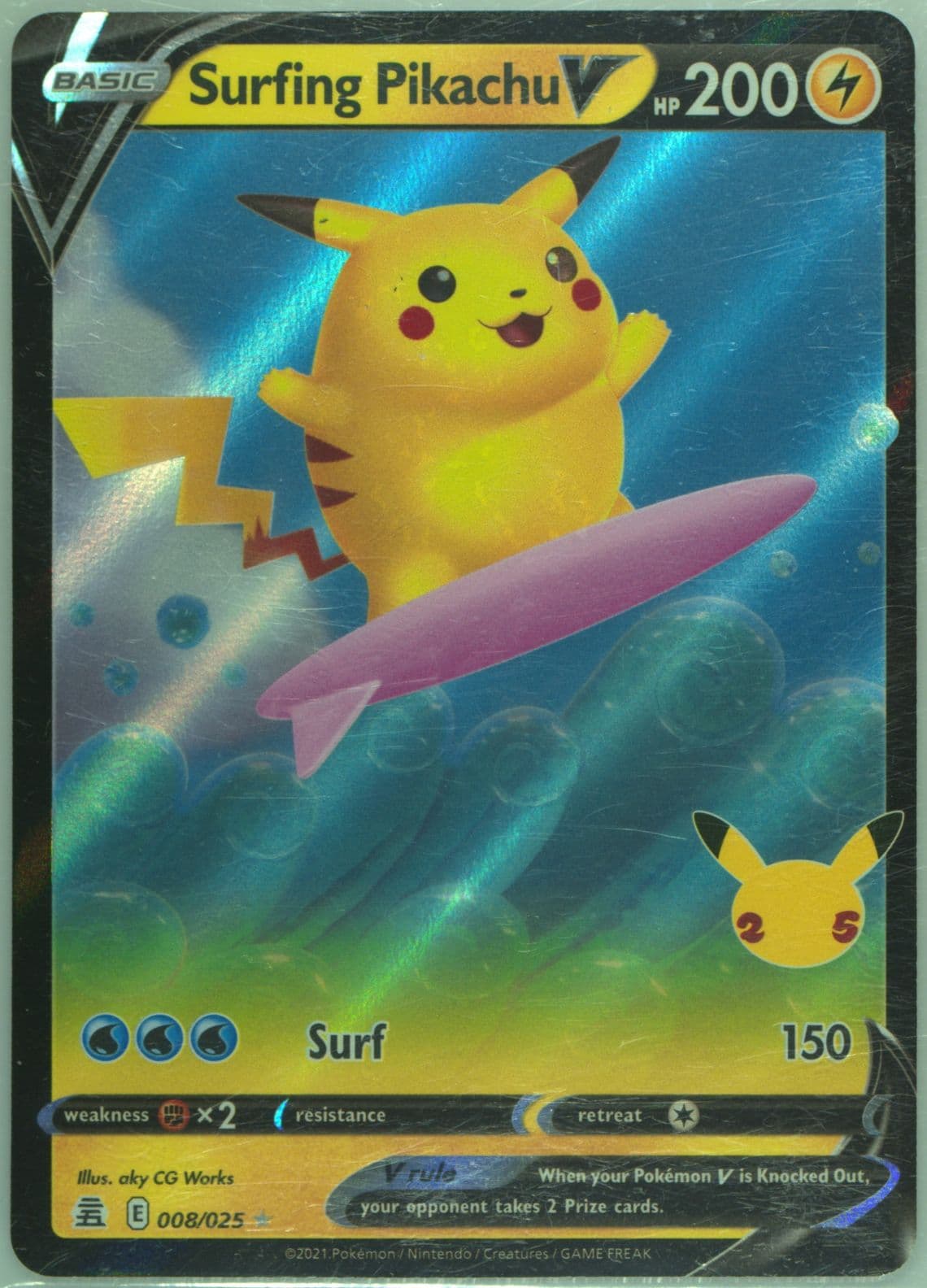 Surfing Pikachu V (008) 2021 Pokemon Celebrations
